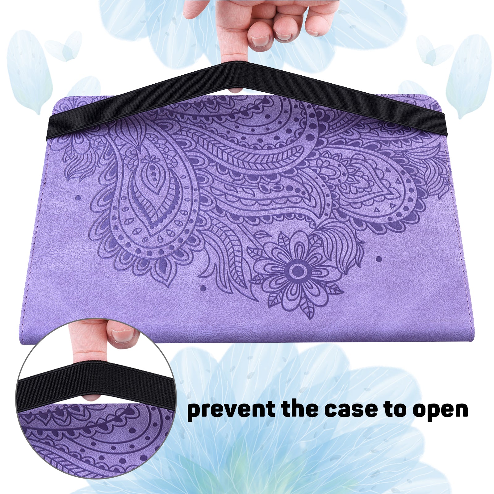 For Samsung Galaxy Tab S10 / S9 / S9 FE PU Leather Card Holder Tablet Case Flower Imprinting Support Stand Cover - Purple