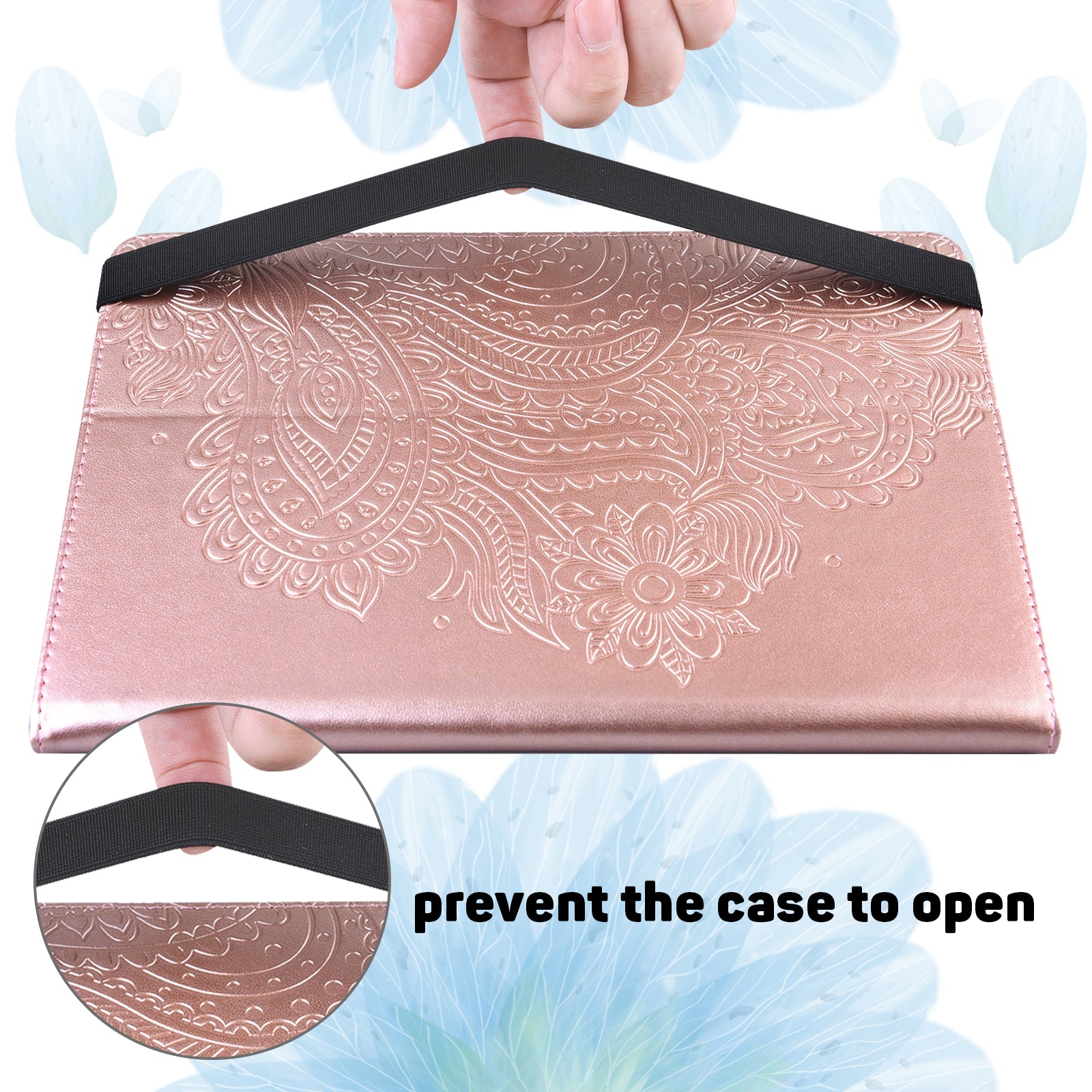 For Samsung Galaxy Tab S10 / S9 / S9 FE PU Leather Card Holder Tablet Case Flower Imprinting Support Stand Cover - Rose Gold