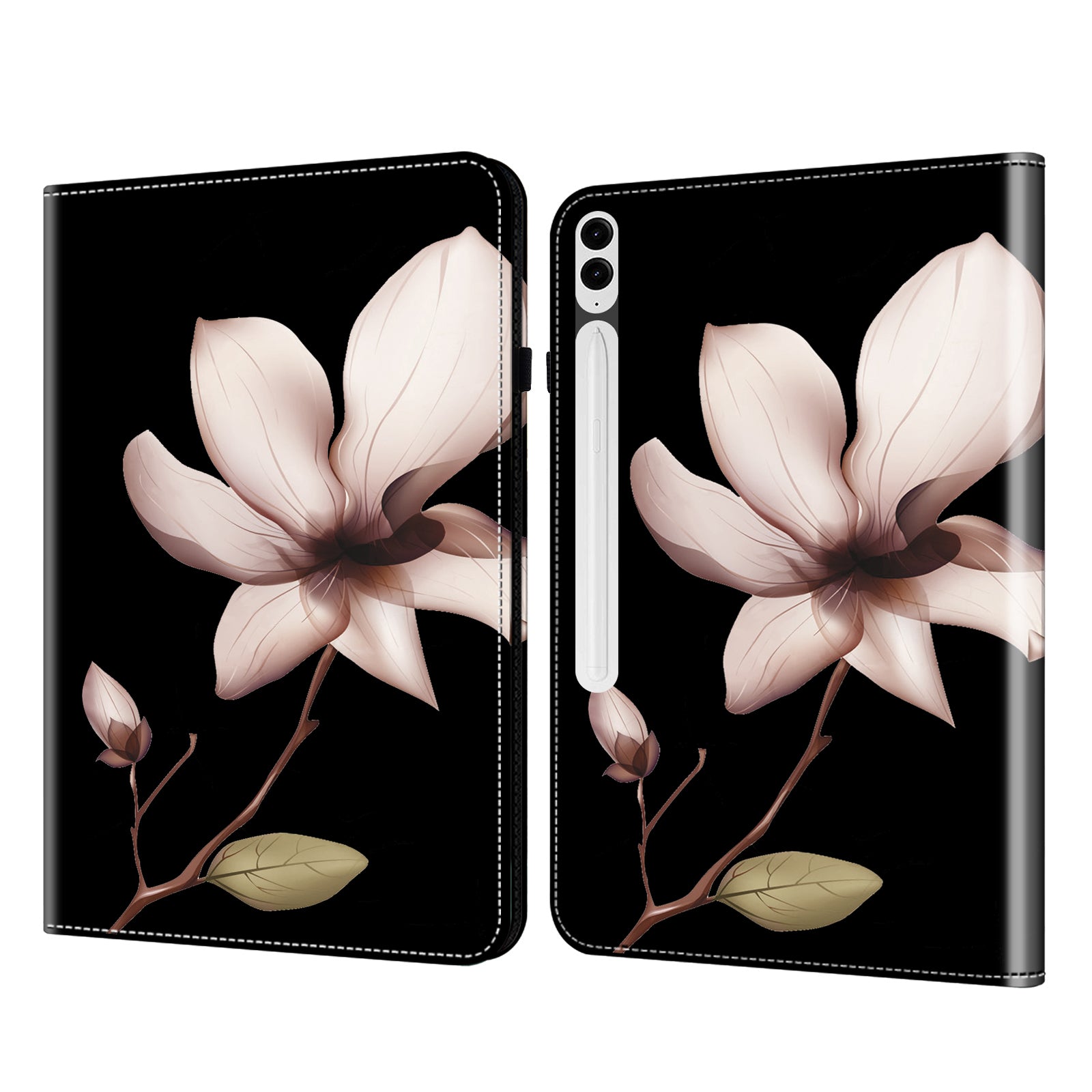 For Samsung Galaxy Tab S10+ / S9+ / S9 FE+ All-Inclusive Protection PU Leather TPU Tablet Stand Case Pattern Printing Cover - Datura Flower