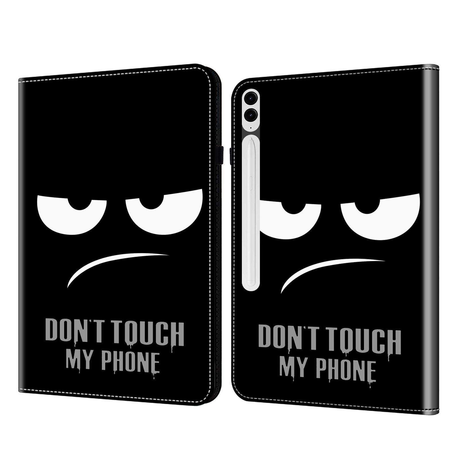 For Samsung Galaxy Tab S10+ / S9+ / S9 FE+ All-Inclusive Protection PU Leather TPU Tablet Stand Case Pattern Printing Cover - Don't Touch My Phone