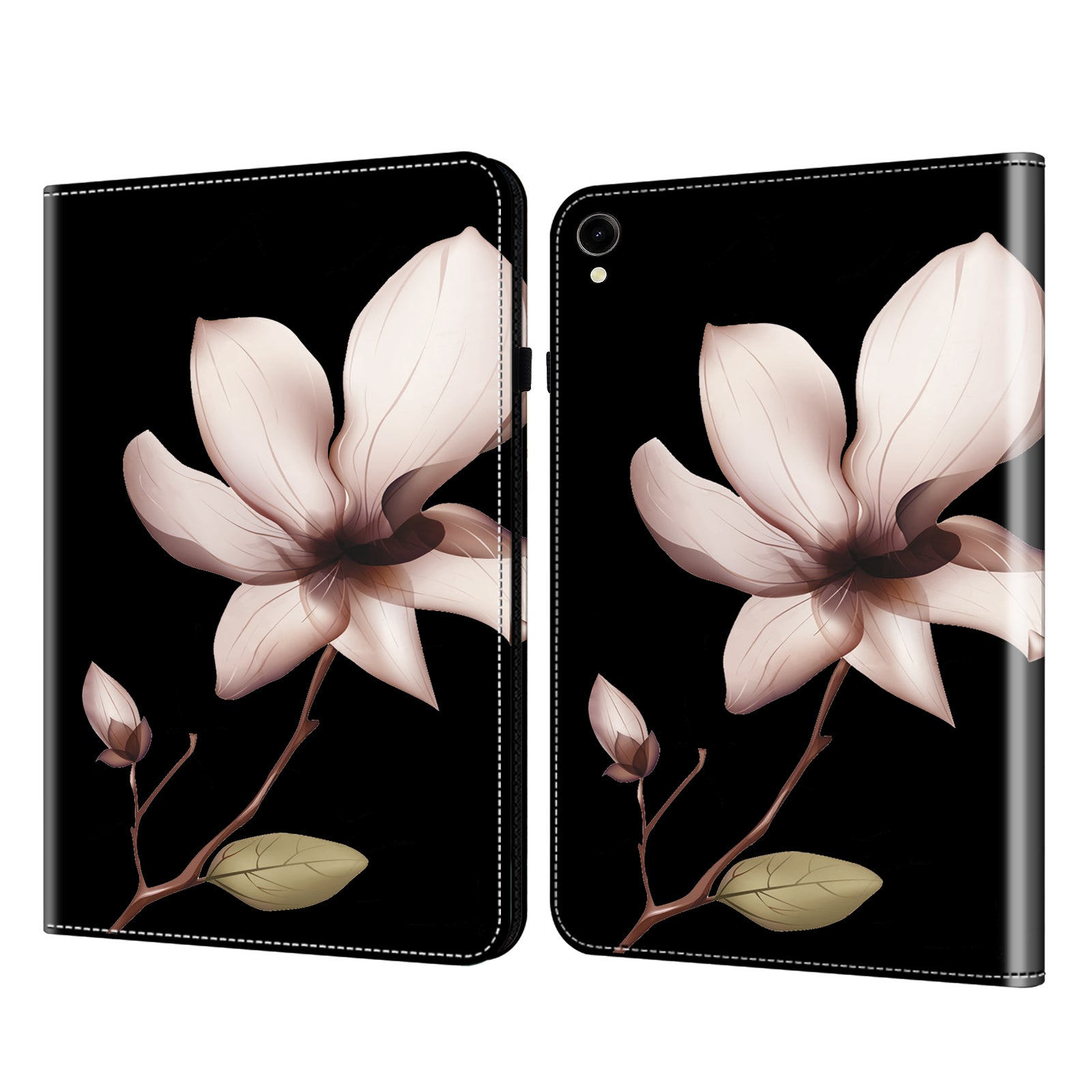 For Samsung Galaxy Tab S10 / S9 / S9 FE Anti-Drop PU Leather Tablet Case Shockproof Pattern Printing Shell Cover Stand - Datura Flower