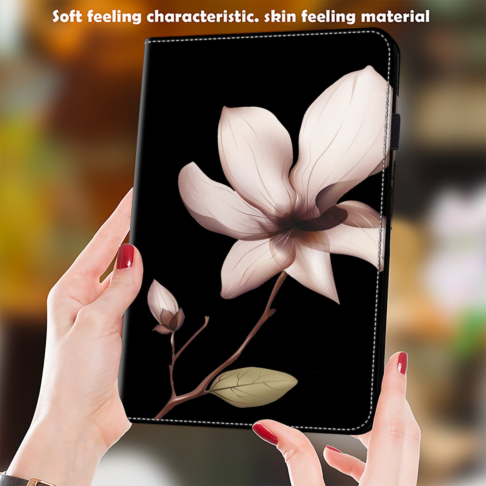 For Samsung Galaxy Tab S10 / S9 / S9 FE Anti-Drop PU Leather Tablet Case Shockproof Pattern Printing Shell Cover Stand - Datura Flower