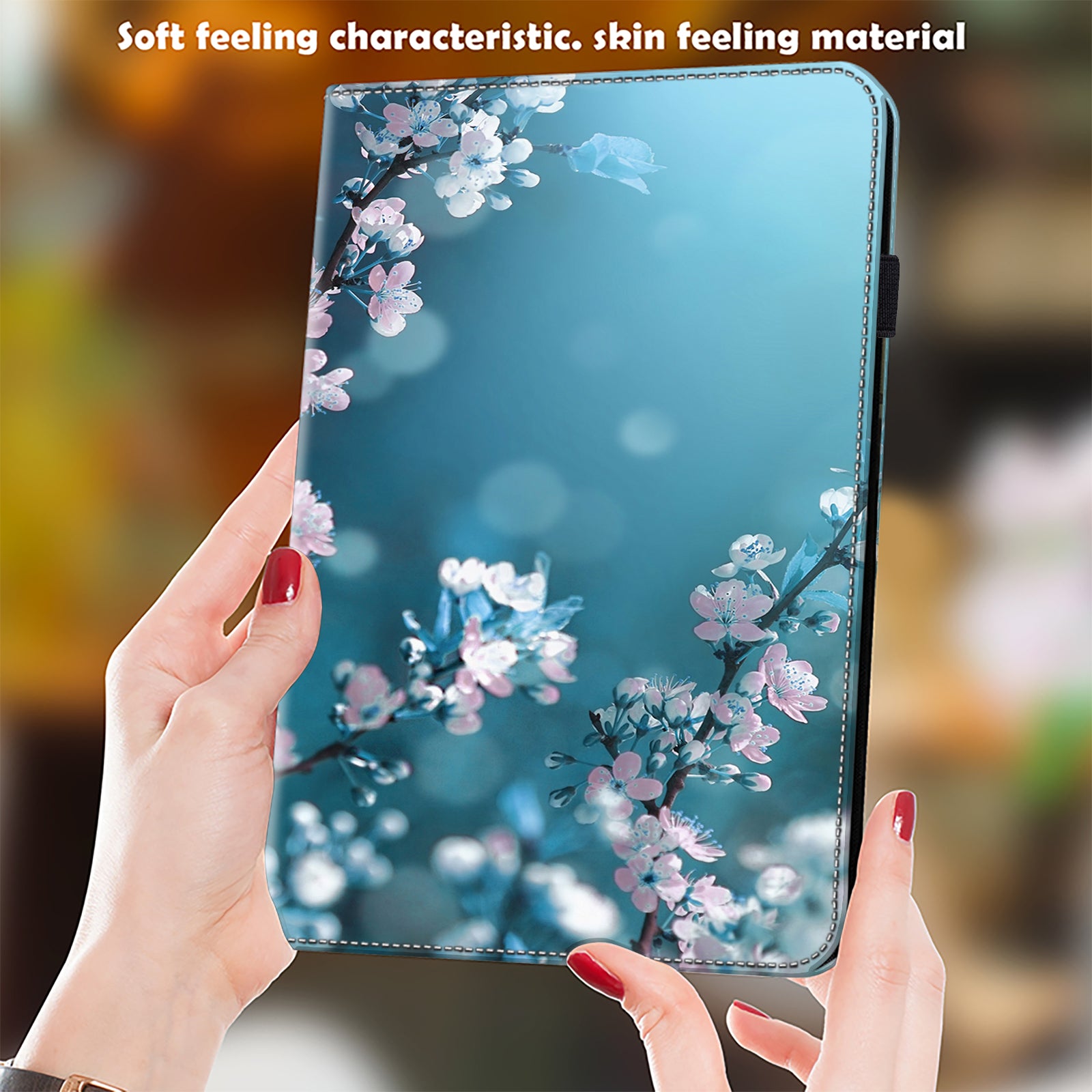 For Samsung Galaxy Tab S10 / S9 / S9 FE Anti-Drop PU Leather Tablet Case Shockproof Pattern Printing Shell Cover Stand - Plum Blossom