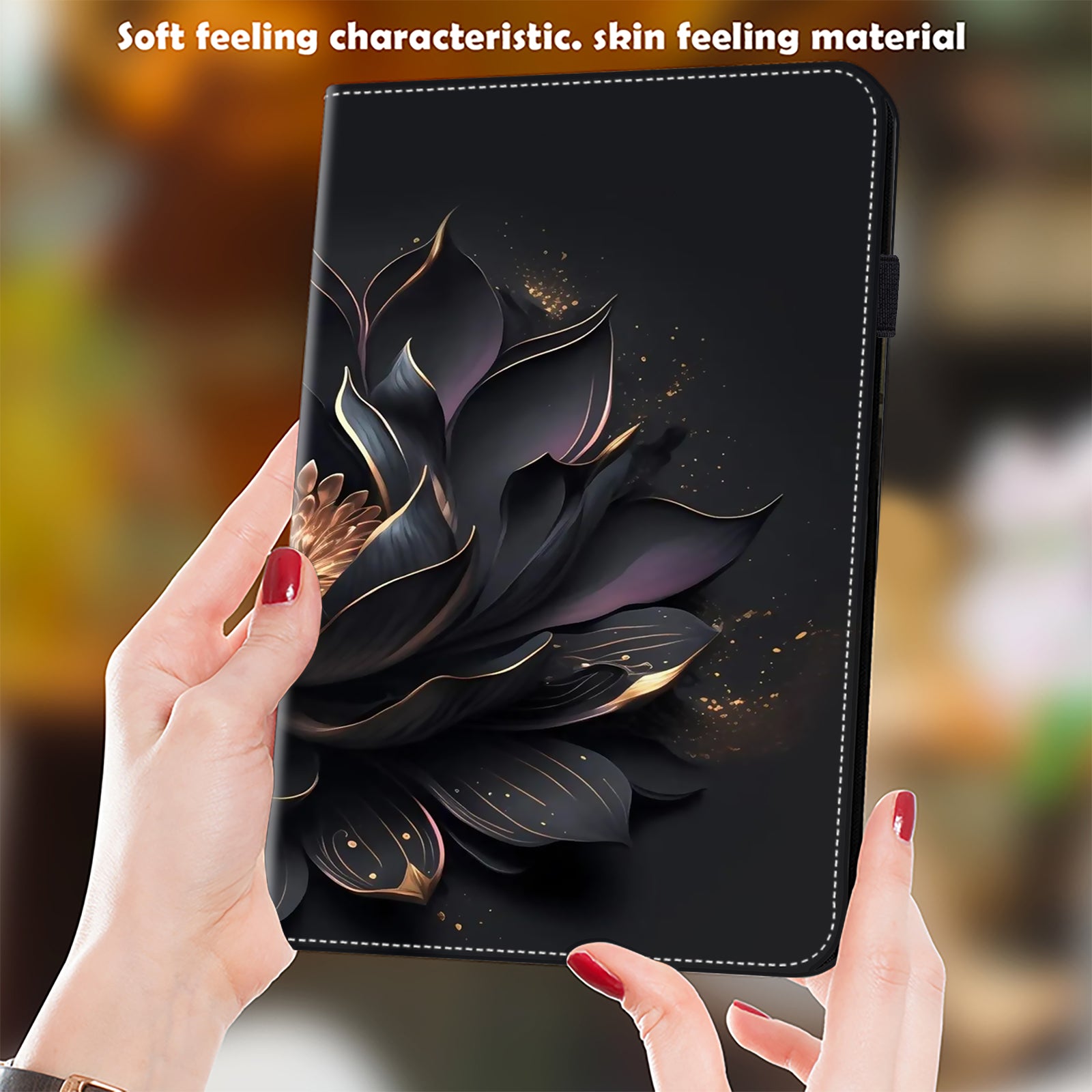 For Samsung Galaxy Tab S10 / S9 / S9 FE Anti-Drop PU Leather Tablet Case Shockproof Pattern Printing Shell Cover Stand - Purple Lotus