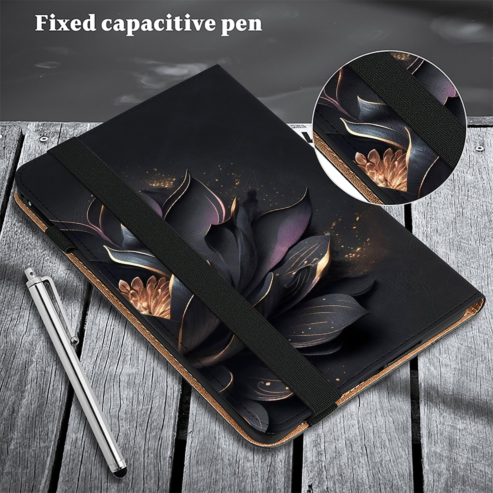 For Samsung Galaxy Tab S10 / S9 / S9 FE Anti-Drop PU Leather Tablet Case Shockproof Pattern Printing Shell Cover Stand - Purple Lotus