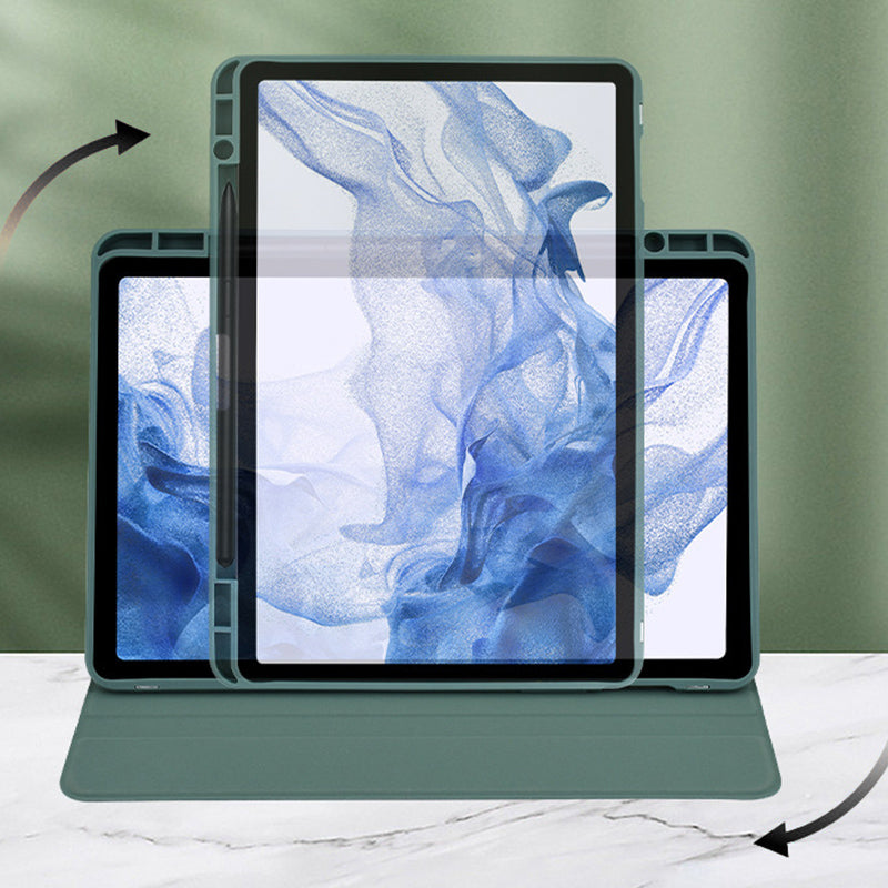 For Samsung Galaxy Tab S9+ / Tab S9 FE+ Case PC+TPU+PU Leather Stand Tablet Cover - Green