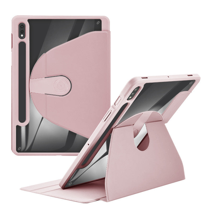 For Samsung Galaxy Tab S9+ / Tab S9 FE+ Case PC+TPU+PU Leather Stand Tablet Cover - Pink