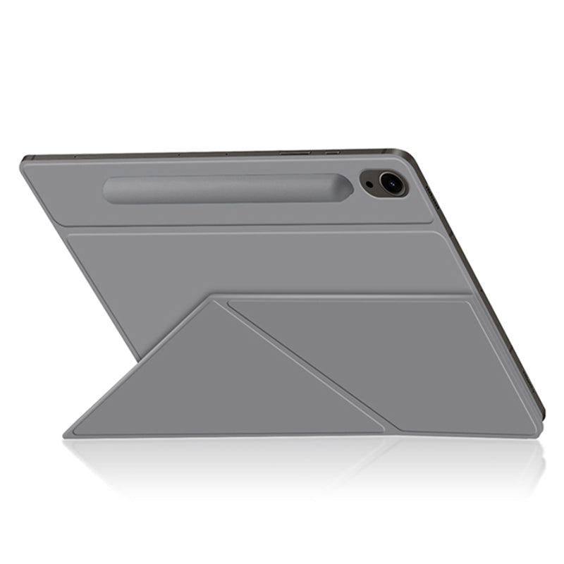 For Samsung Galaxy Tab S9 FE Case Magnetic V-fold Stand Tablet Cover with Auto Sleep  /  Wake - Grey