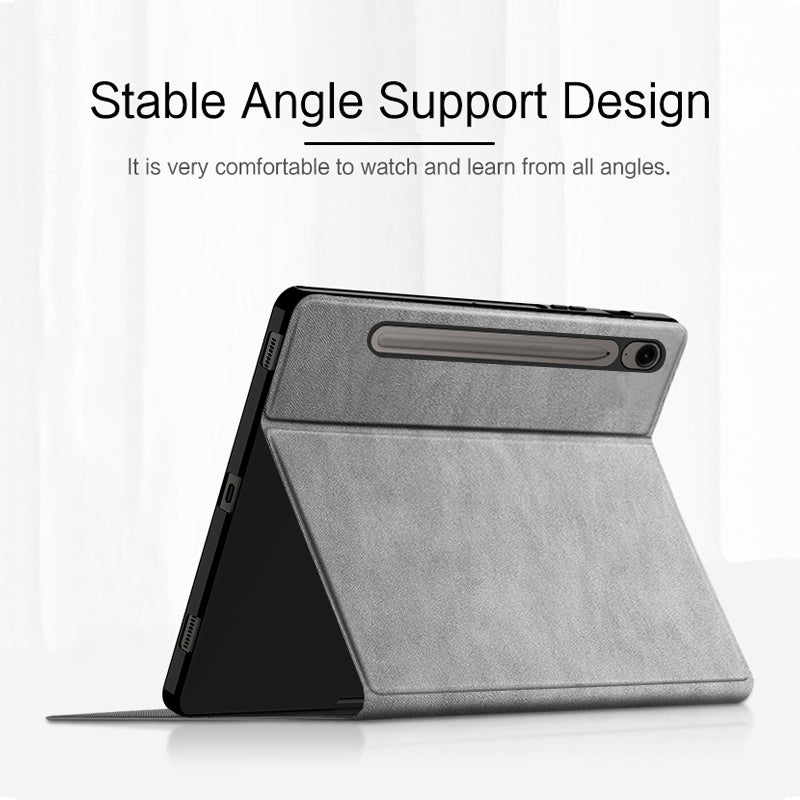 Stand Case for Samsung Galaxy Tab S9 FE Smart Cover PU Leather Tablet Case - Grey