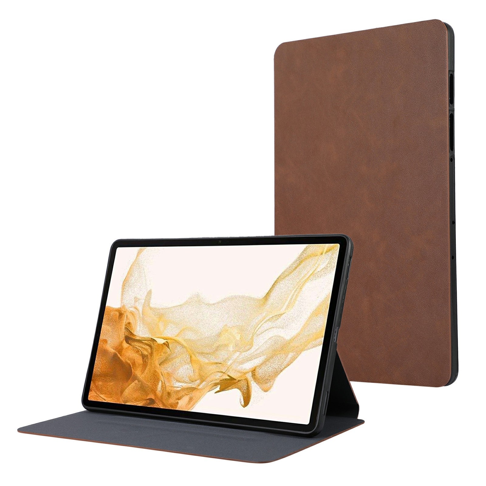 For Samsung Galaxy Tab S9+ / Tab S9 FE+ Stand Case Minimalist Leather Tablet Cover - Brown