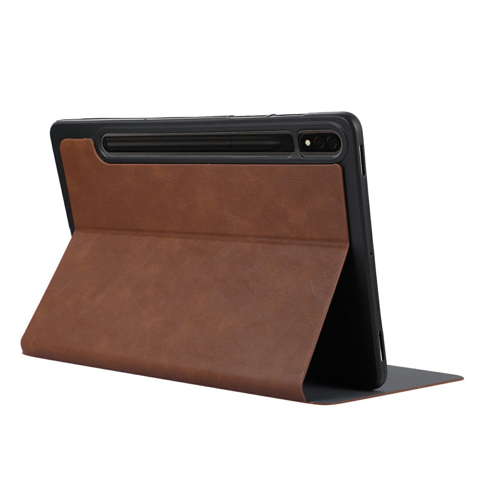 For Samsung Galaxy Tab S9+ / Tab S9 FE+ Stand Case Minimalist Leather Tablet Cover - Brown