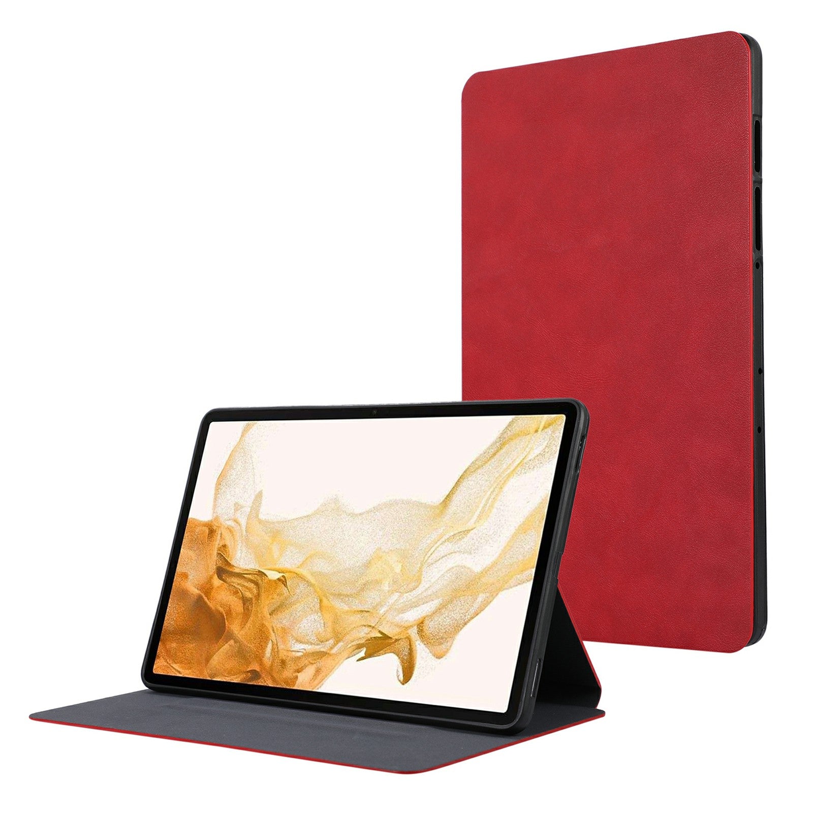 For Samsung Galaxy Tab S9+ / Tab S9 FE+ Stand Case Minimalist Leather Tablet Cover - Red