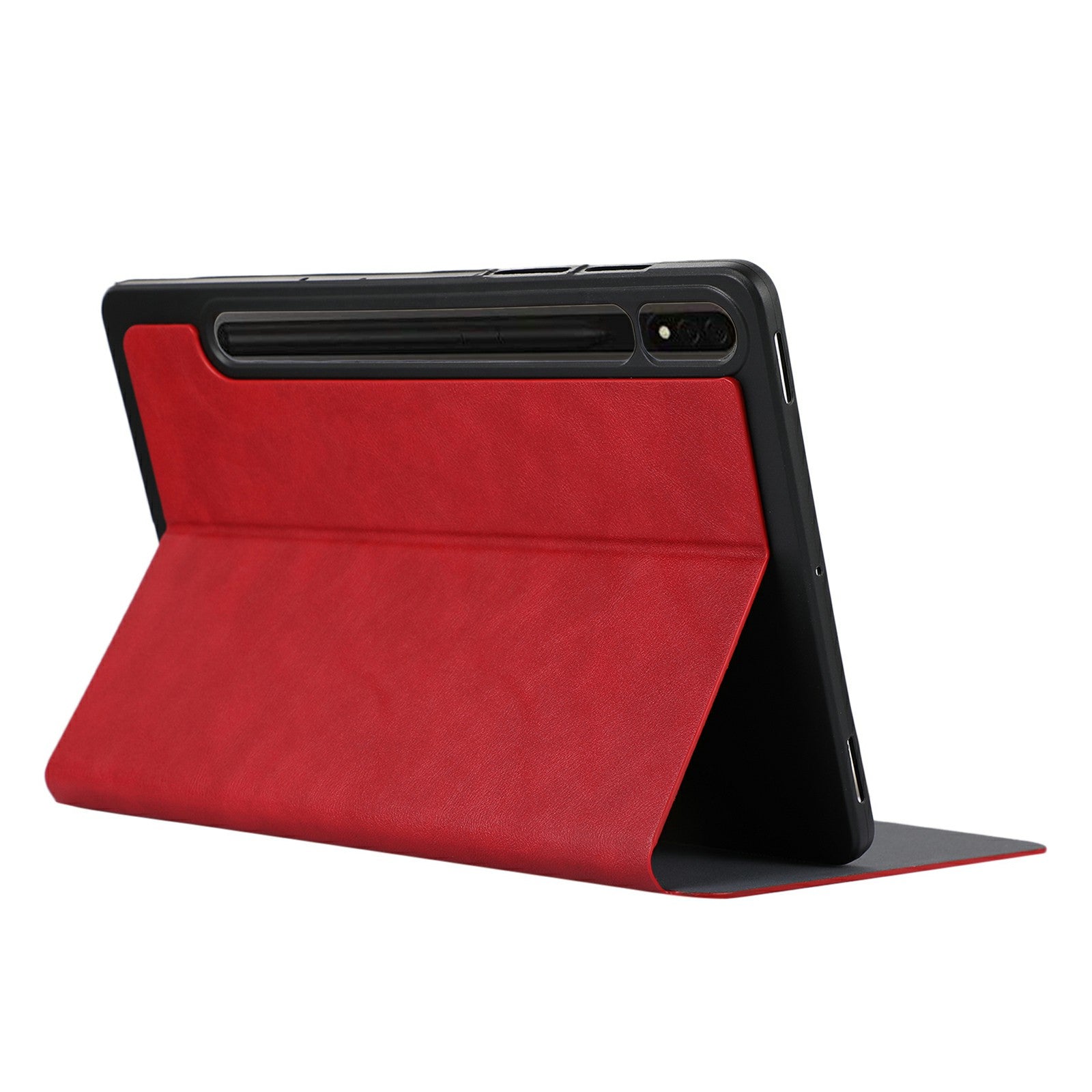 For Samsung Galaxy Tab S9+ / Tab S9 FE+ Stand Case Minimalist Leather Tablet Cover - Red