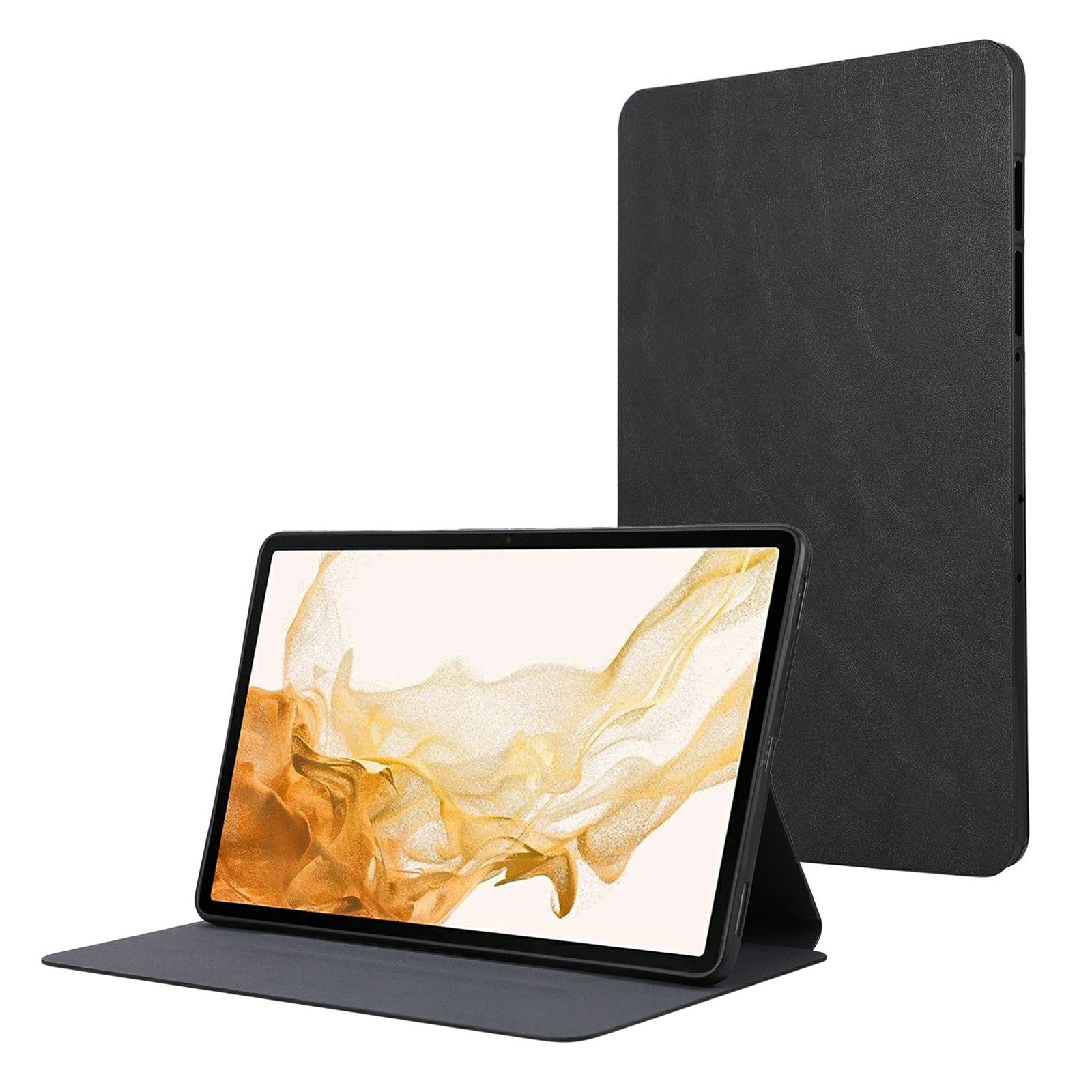 For Samsung Galaxy Tab S9+ / Tab S9 FE+ Stand Case Minimalist Leather Tablet Cover - Black