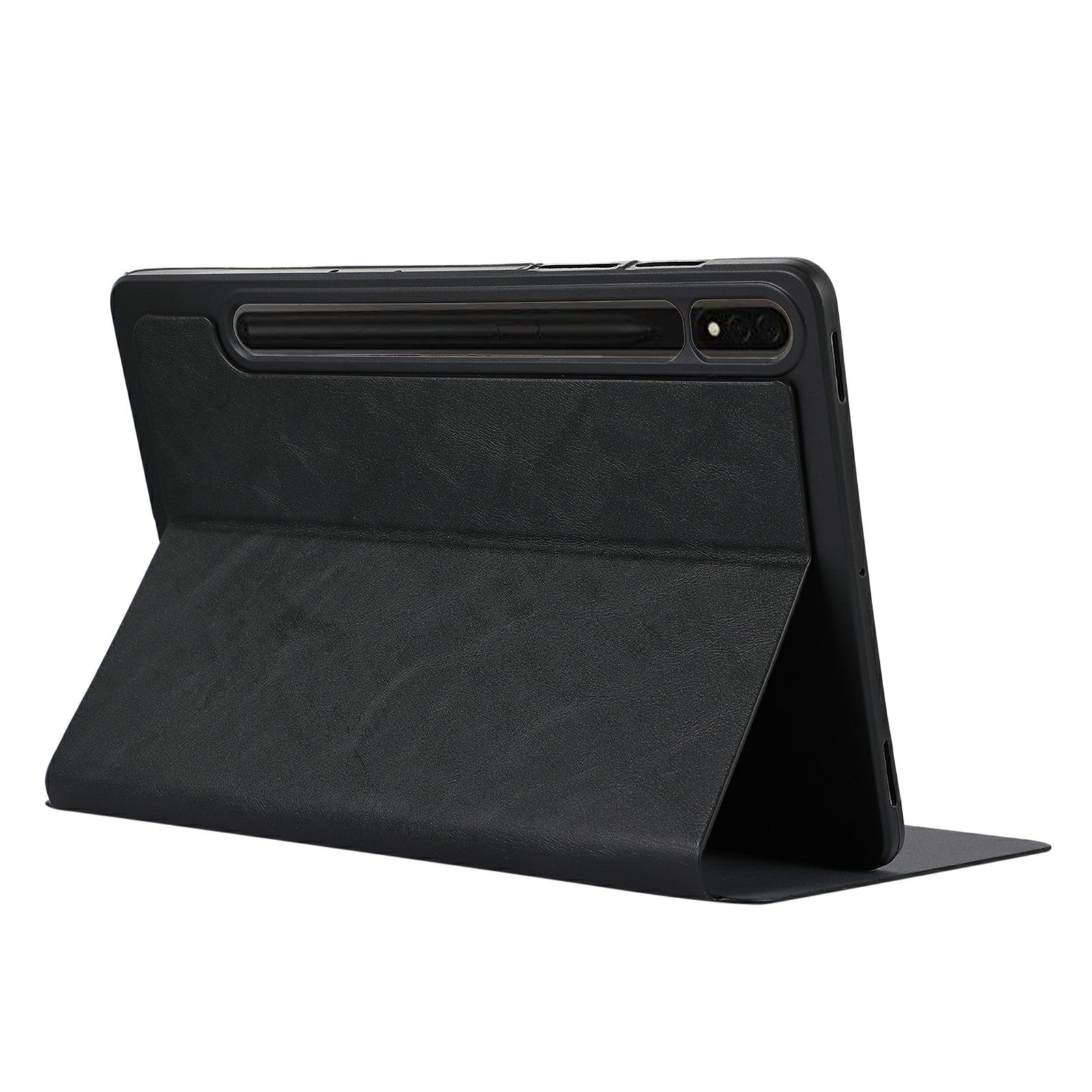 For Samsung Galaxy Tab S9+ / Tab S9 FE+ Stand Case Minimalist Leather Tablet Cover - Black