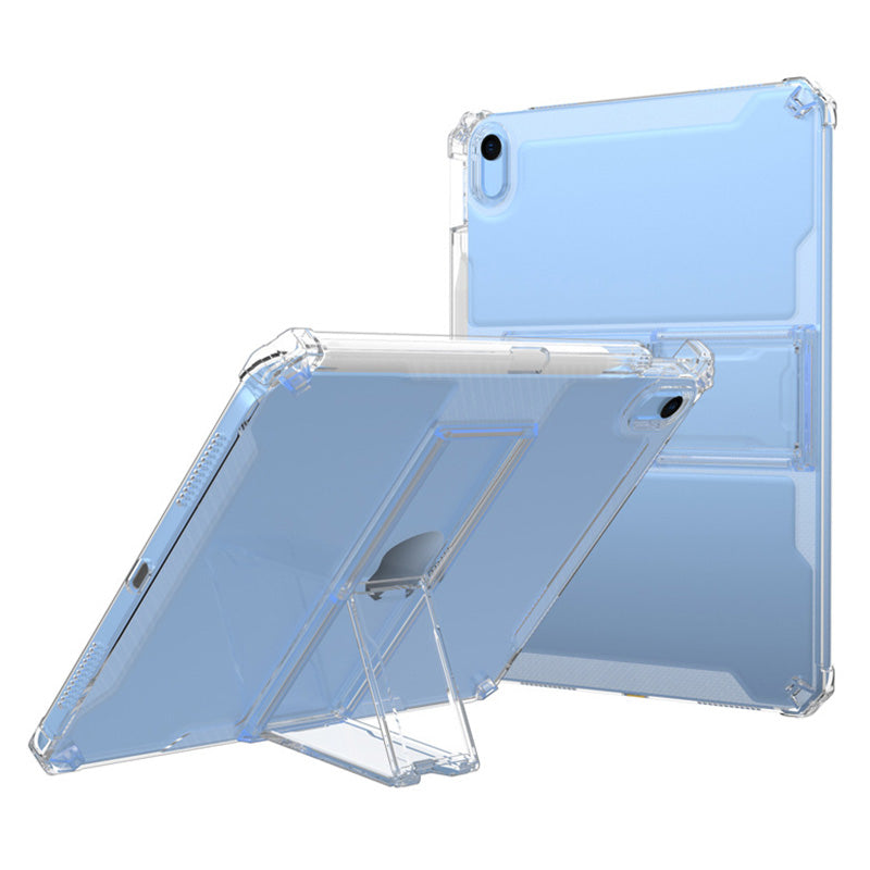 For iPad 10.9 (2022) Tablet Case Clear TPU Airbag Corners Drop Protection Cover with PC Kickstand