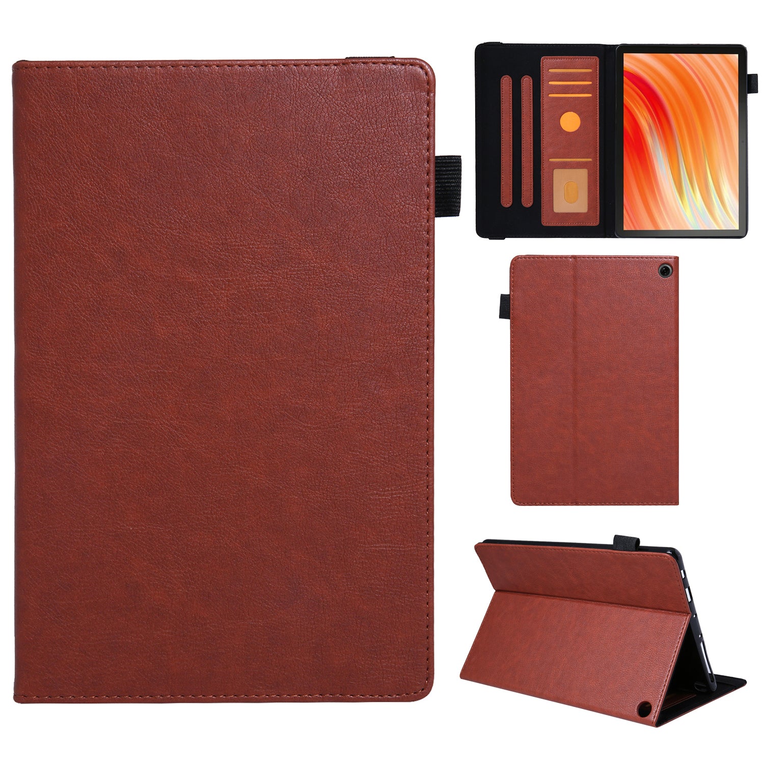 For Amazon Fire HD 10 (2021) / HD 10 (2023) Tablet Case PU Leather+TPU Card Slots Cover - Brown