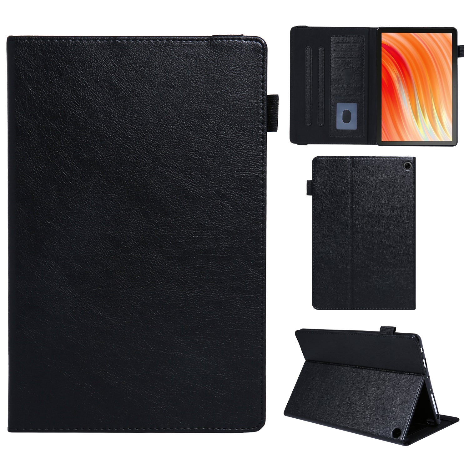 For Amazon Fire HD 10 (2021) / HD 10 (2023) Tablet Case PU Leather+TPU Card Slots Cover - Black