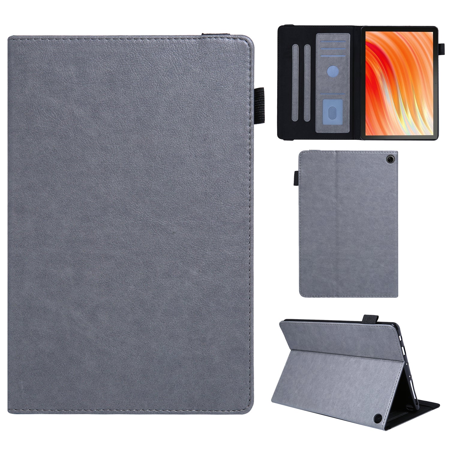 For Amazon Fire HD 10 (2021) / HD 10 (2023) Tablet Case PU Leather+TPU Card Slots Cover - Grey
