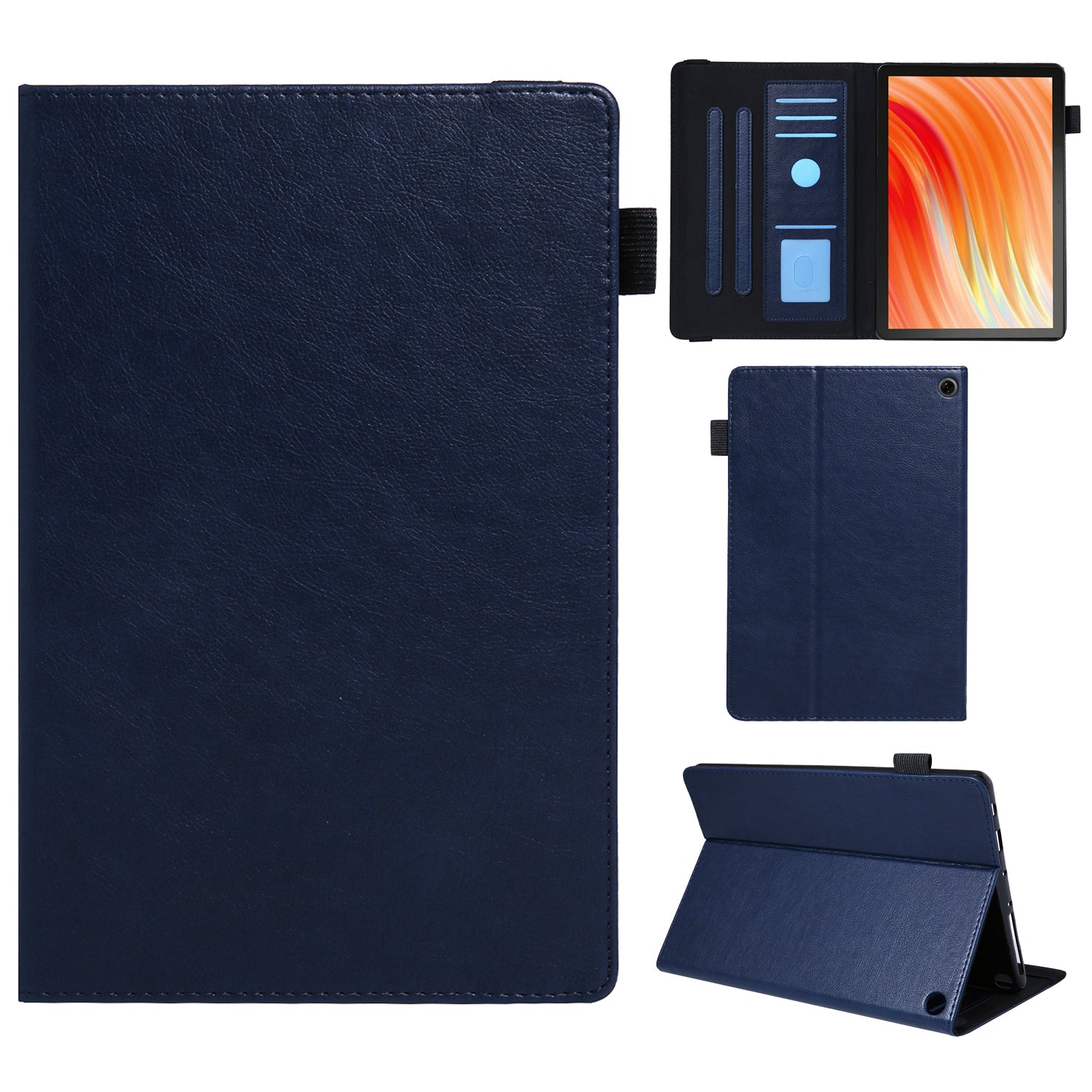 For Amazon Fire HD 10 (2021) / HD 10 (2023) Tablet Case PU Leather+TPU Card Slots Cover - Sapphire