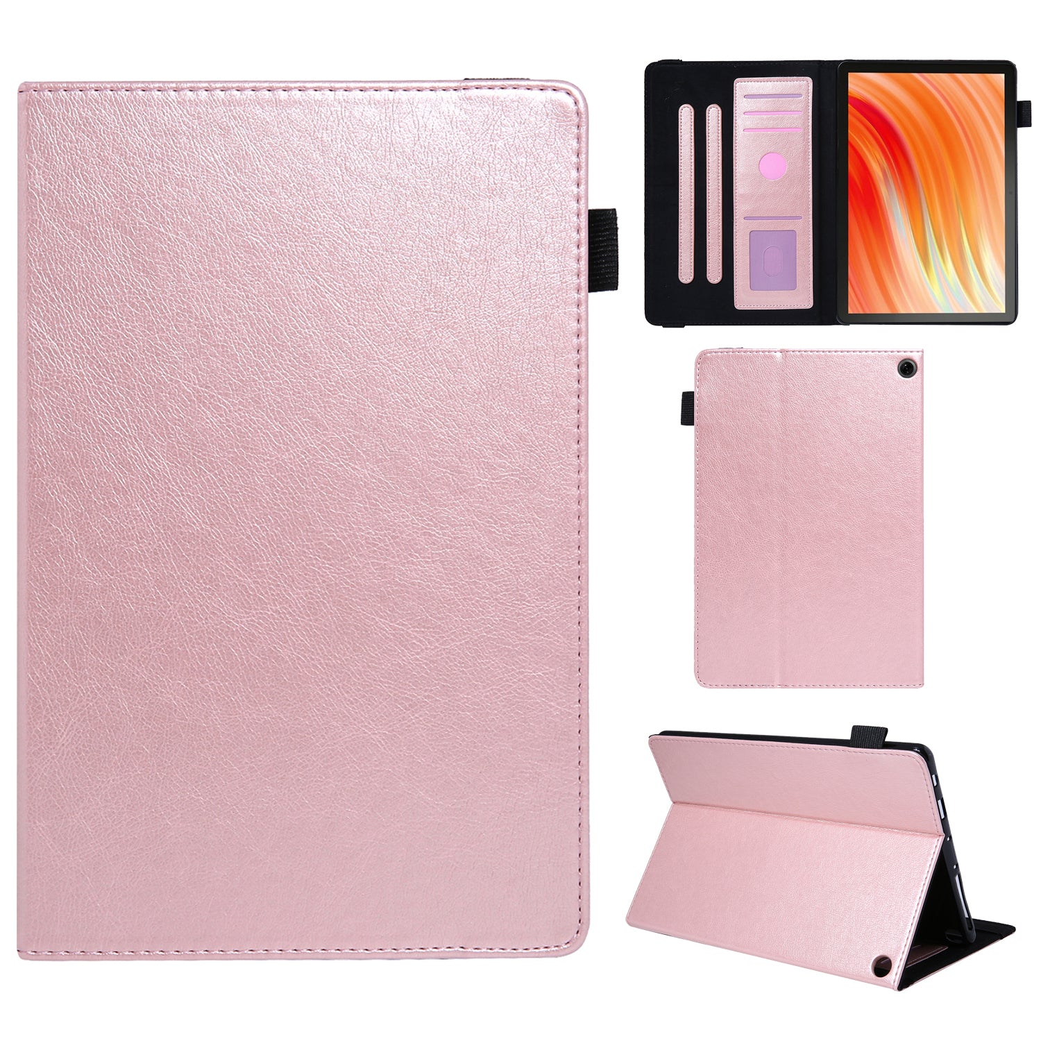For Amazon Fire HD 10 (2021) / HD 10 (2023) Tablet Case PU Leather+TPU Card Slots Cover - Rose Gold