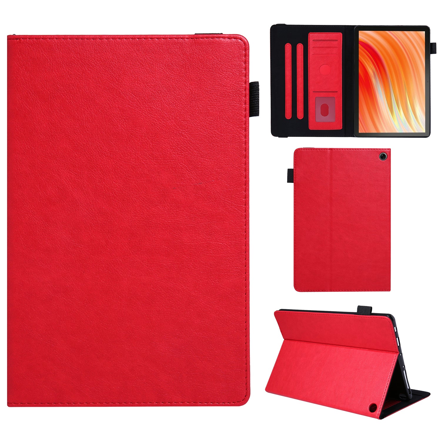 For Amazon Fire HD 10 (2021) / HD 10 (2023) Tablet Case PU Leather+TPU Card Slots Cover - Red