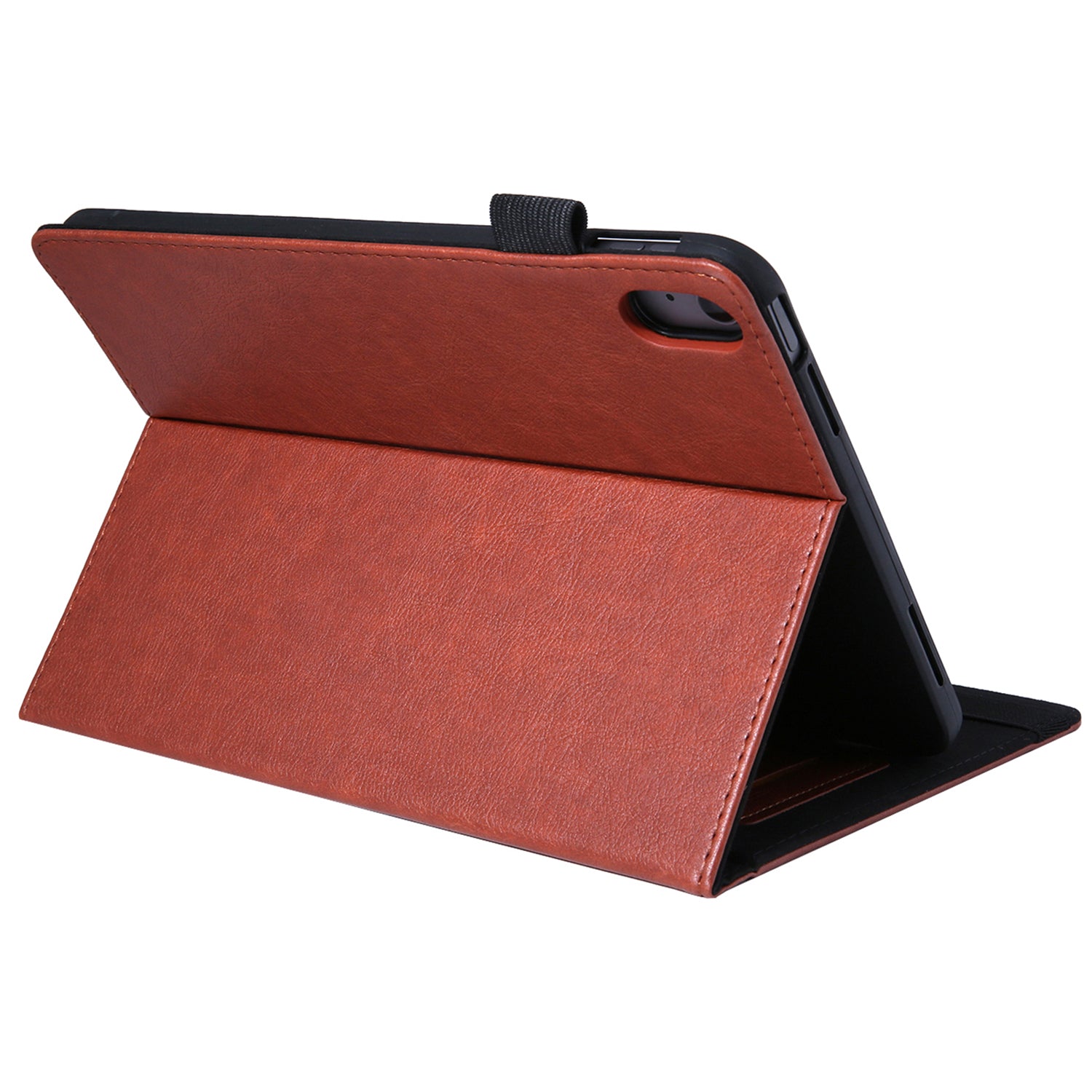 For iPad 10.9 (2022) Shockproof Case Card Slots Tablet Leather Flip Cover with Pens Holder - Brown