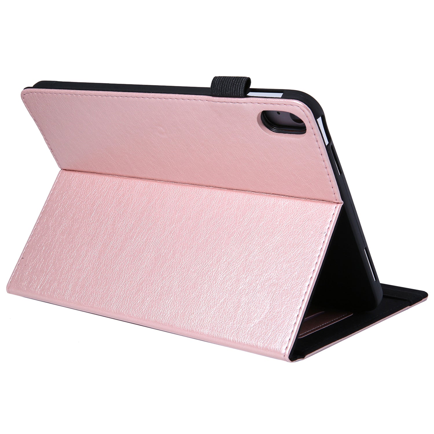 For iPad 10.9 (2022) Shockproof Case Card Slots Tablet Leather Flip Cover with Pens Holder - Rose Gold