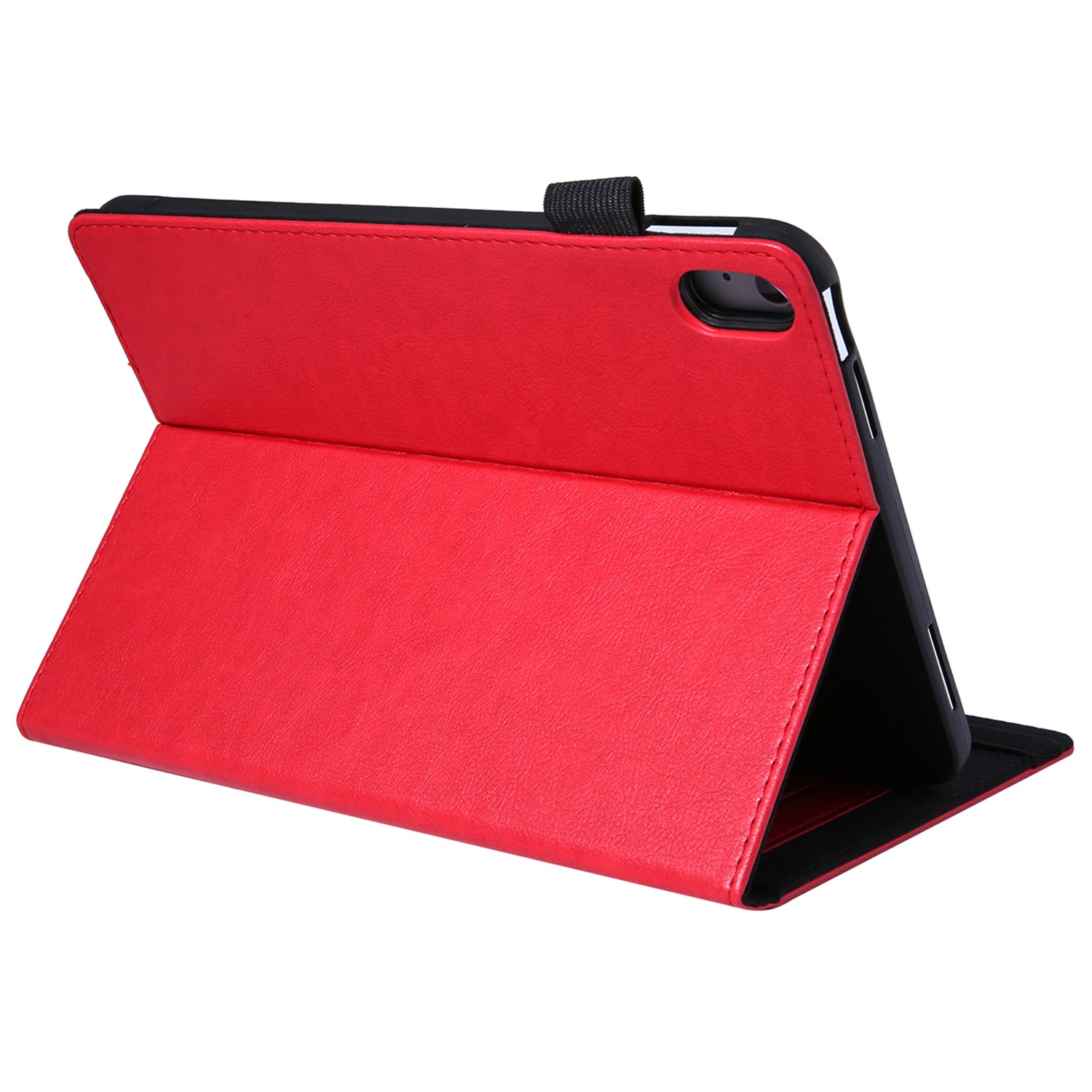 For iPad 10.9 (2022) Shockproof Case Card Slots Tablet Leather Flip Cover with Pens Holder - Red