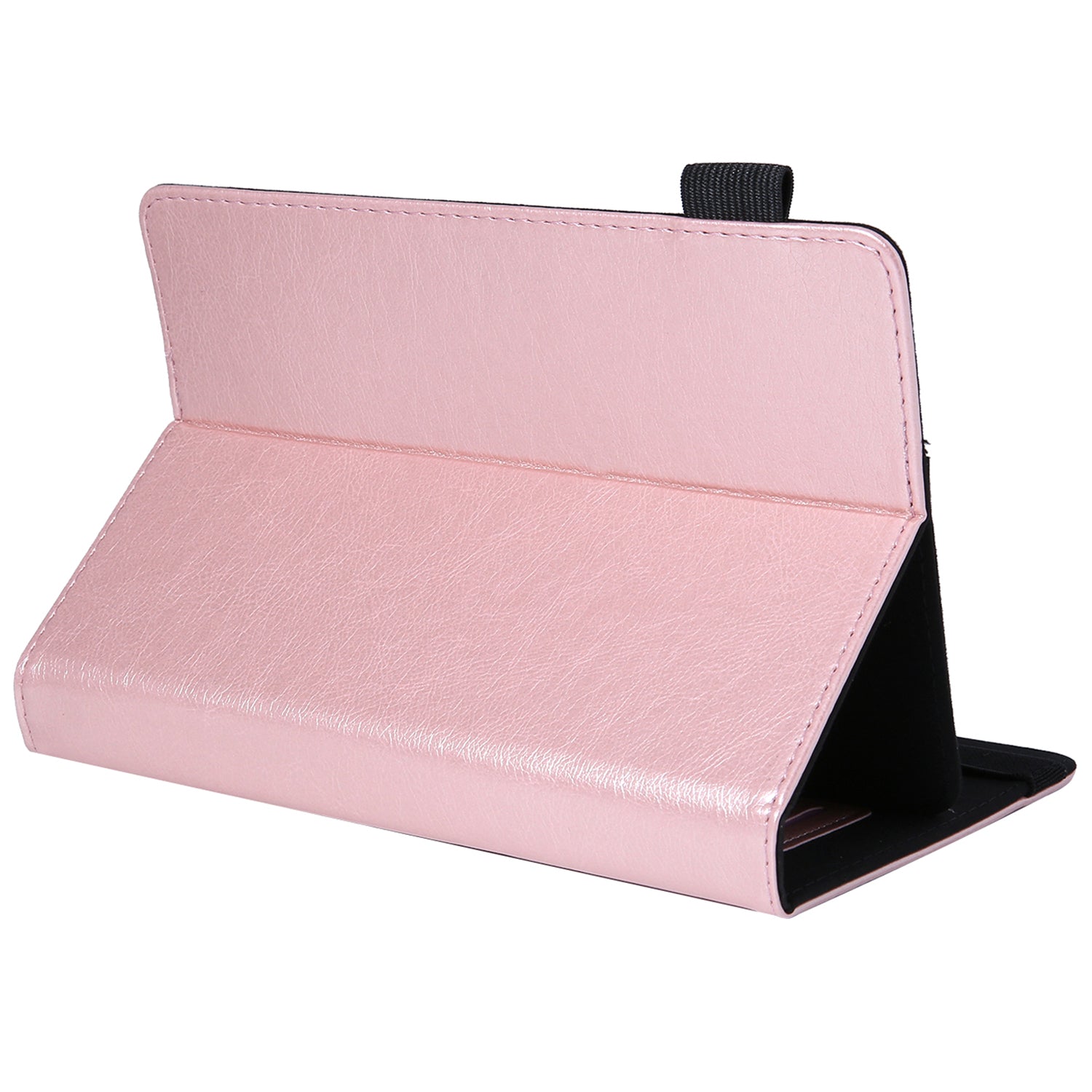 10-inch Tablet Case Card Slots PU Leather Flip Cover with Folding Stand - Rose Gold