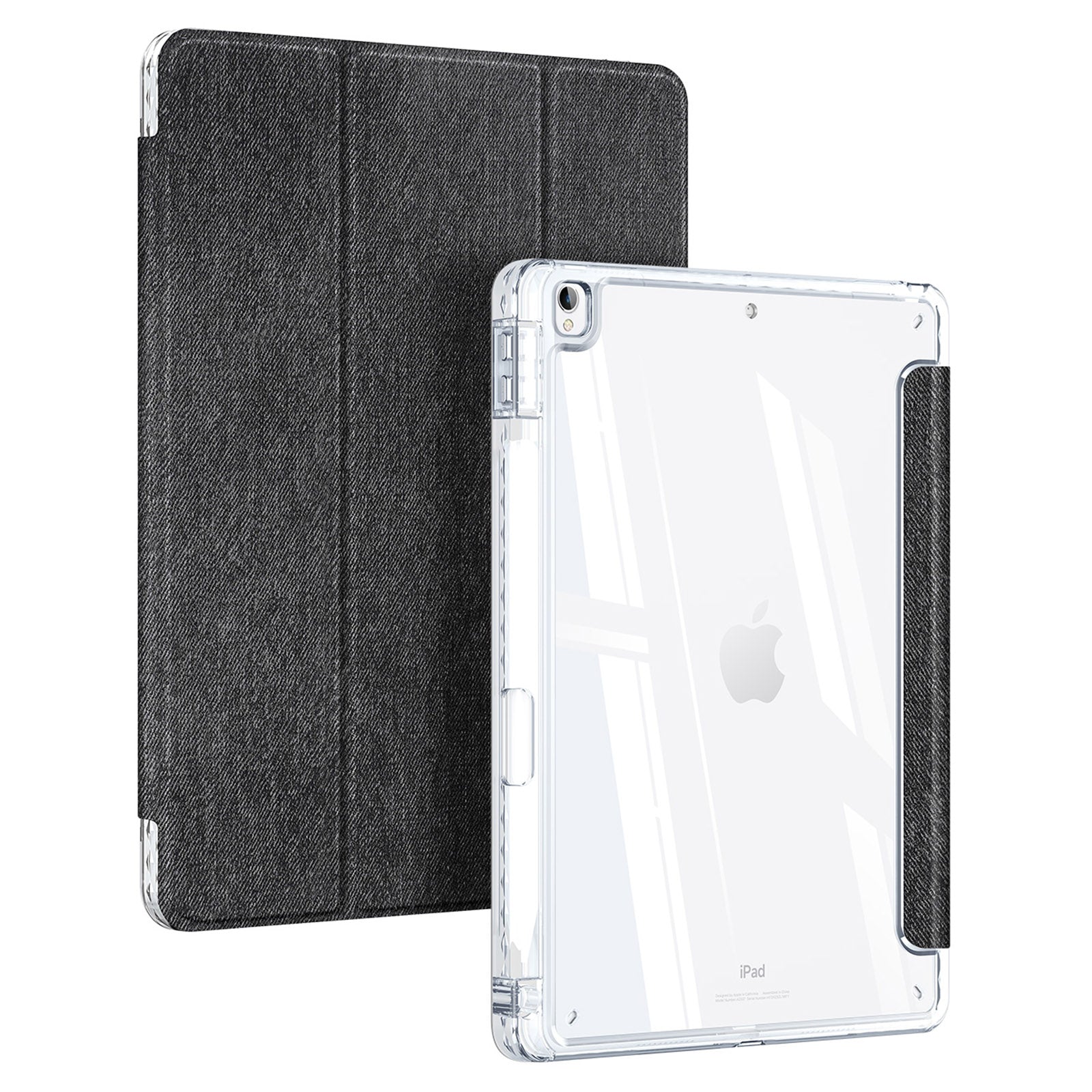 DUX DUCIS Unid Series For iPad 10.2 (2021) / (2020) / (2019) / iPad Air 10.5 inch (2019) / Pro 10.5-inch (2017) Leather Case Clear Back Cover - Black