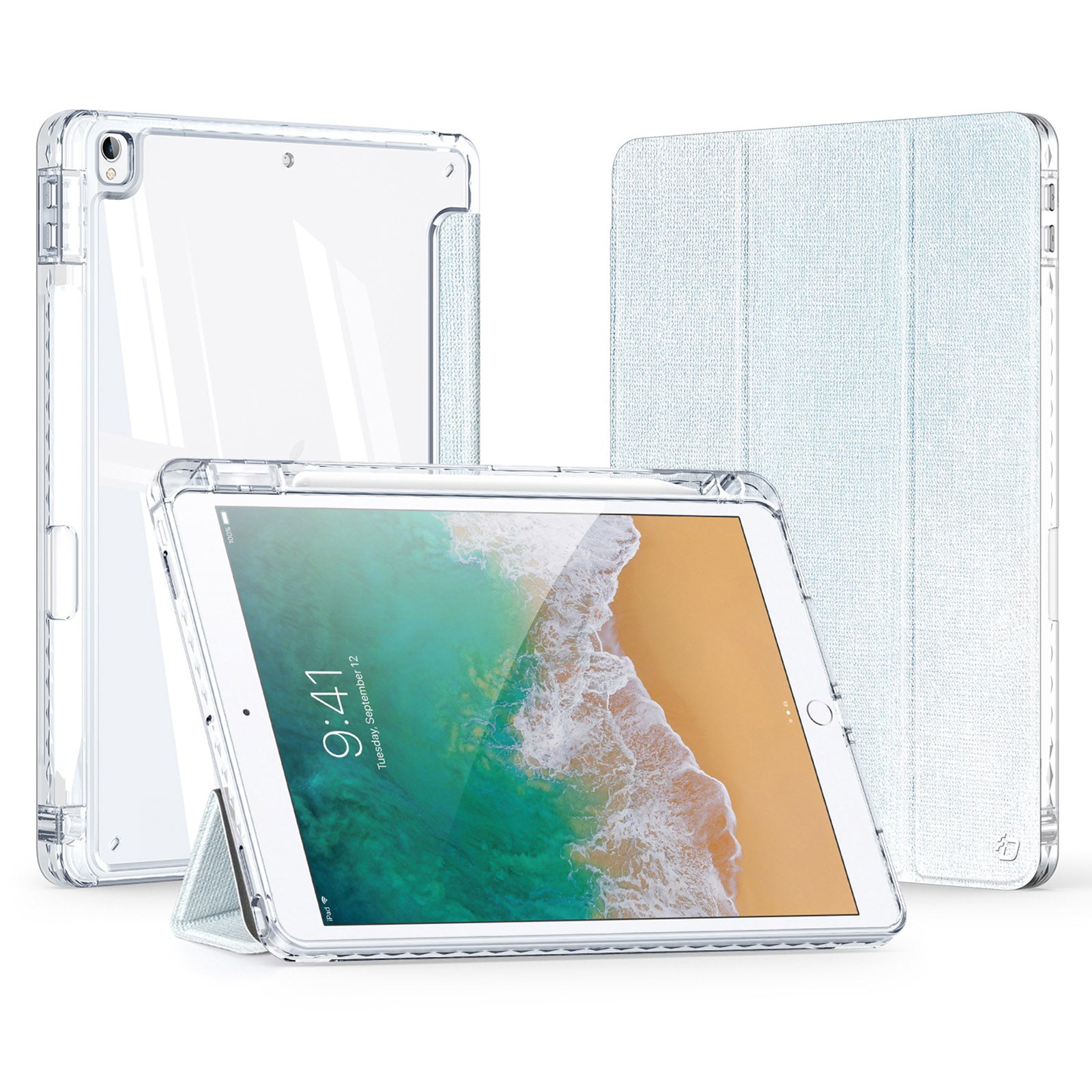 DUX DUCIS Unid Series For iPad 10.2 (2021) / (2020) / (2019) / iPad Air 10.5 inch (2019) / Pro 10.5-inch (2017) Leather Case Clear Back Cover - Baby Blue