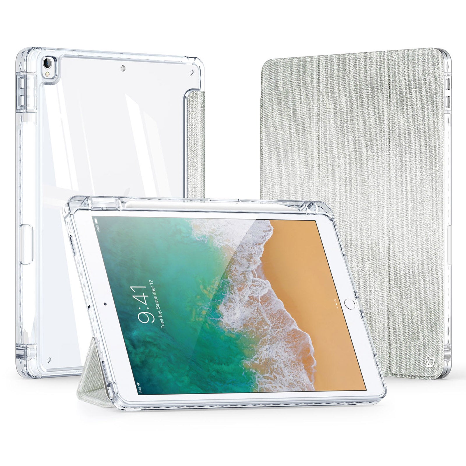 DUX DUCIS Unid Series For iPad 10.2 (2021) / (2020) / (2019) / iPad Air 10.5 inch (2019) / Pro 10.5-inch (2017) Leather Case Clear Back Cover - Light Green