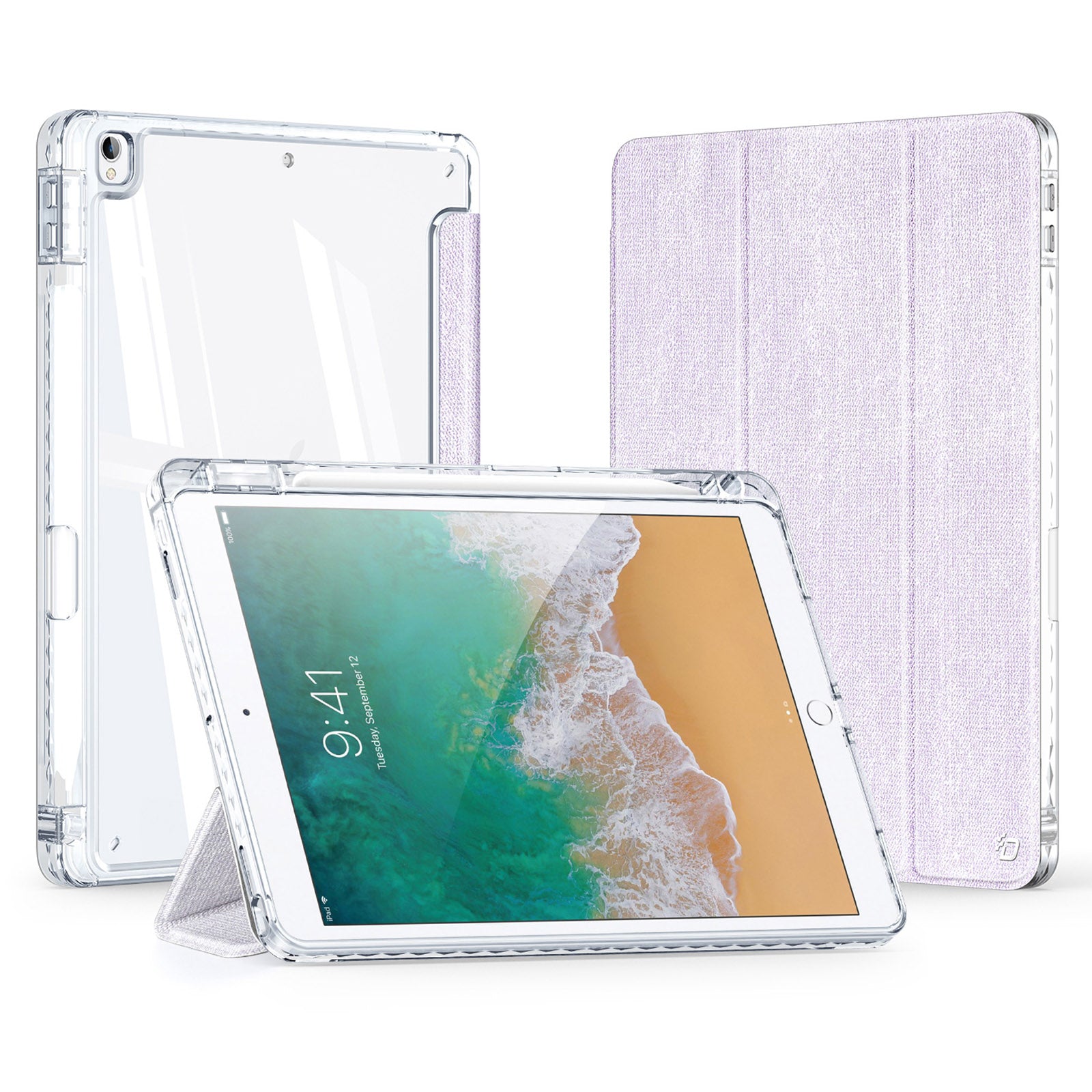 DUX DUCIS Unid Series For iPad 10.2 (2021) / (2020) / (2019) / iPad Air 10.5 inch (2019) / Pro 10.5-inch (2017) Leather Case Clear Back Cover - Light Purple