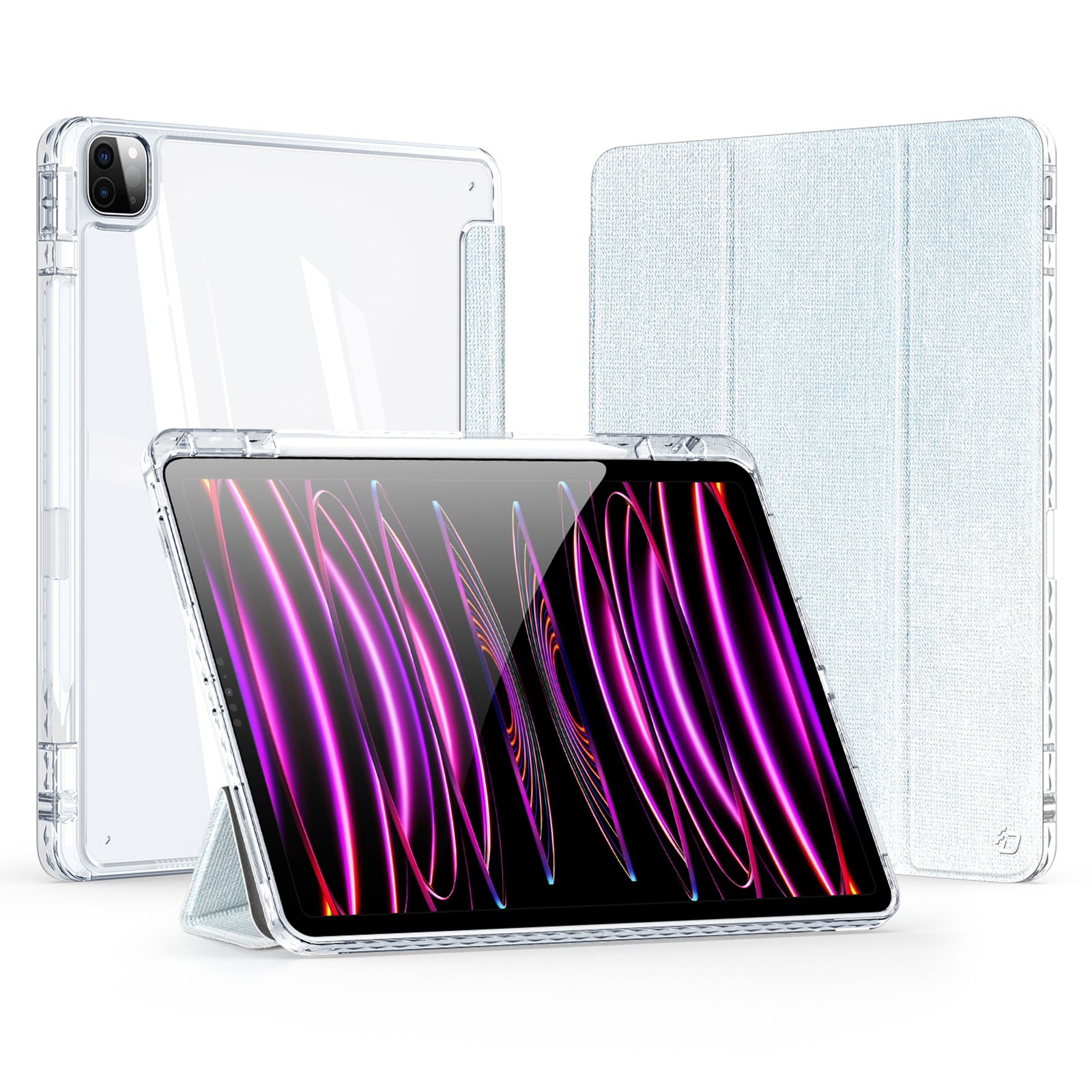 DUX DUCIS Unid Series For iPad Pro 11 (2020) (2021) (2022) / Air 11 (2024) / Air (2022) / (2020) Case Clear TPU+PC+Leather Cover - Baby Blue