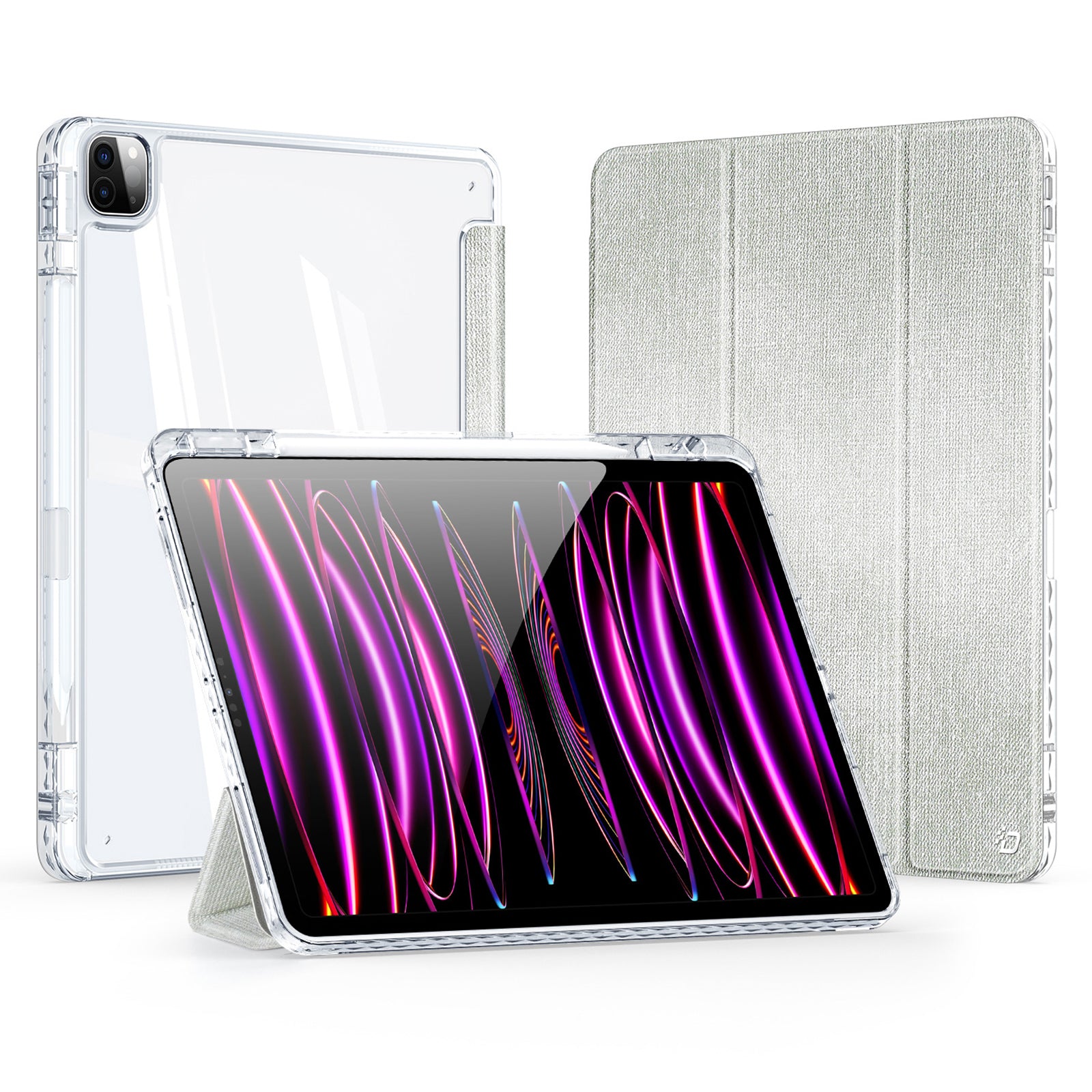DUX DUCIS Unid Series For iPad Pro 11 (2020) (2021) (2022) / Air 11 (2024) / Air (2022) / (2020) Case Clear TPU+PC+Leather Cover - Light Green