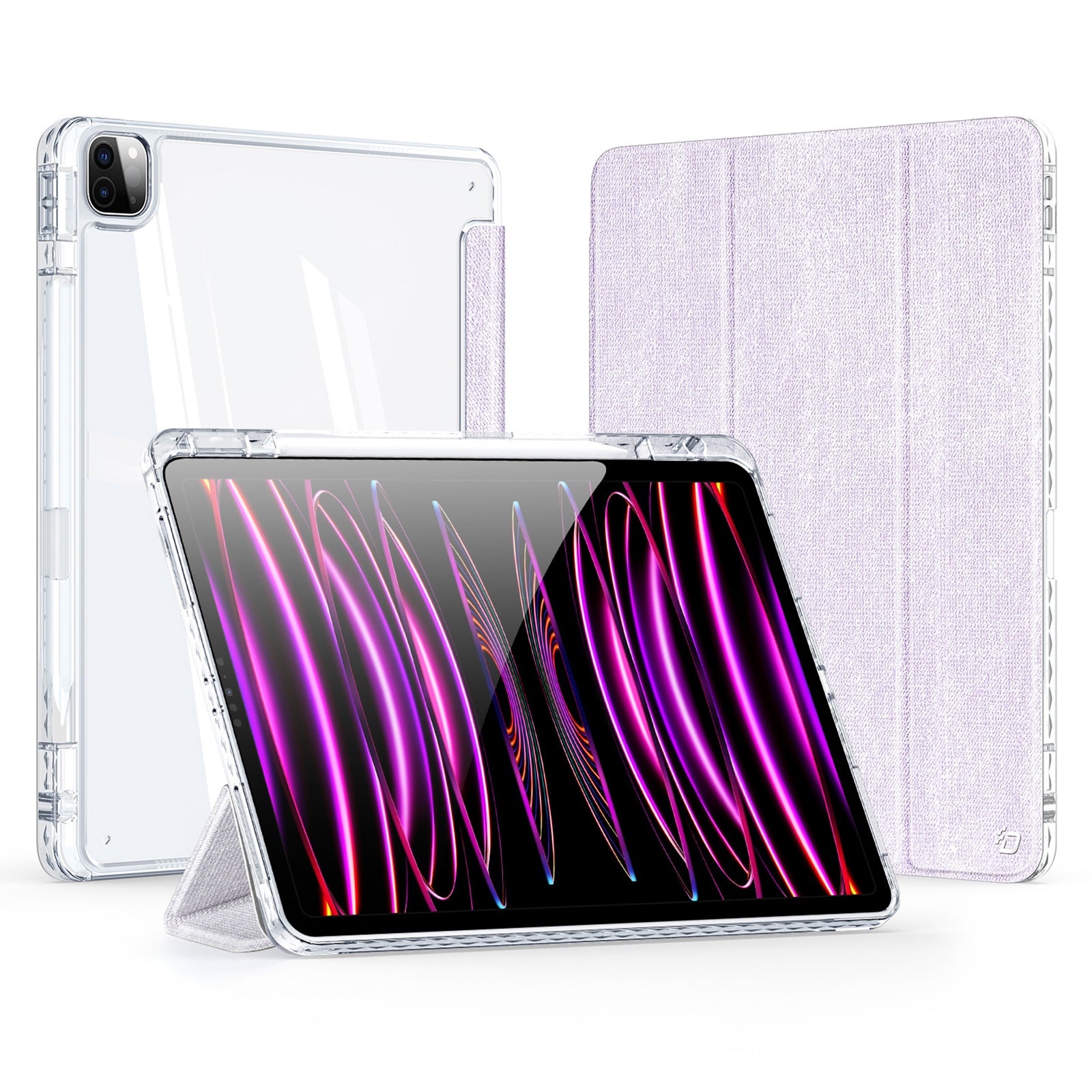 DUX DUCIS Unid Series For iPad Pro 11 (2020) (2021) (2022) / Air 11 (2024) / Air (2022) / (2020) Case Clear TPU+PC+Leather Cover - Light Purple