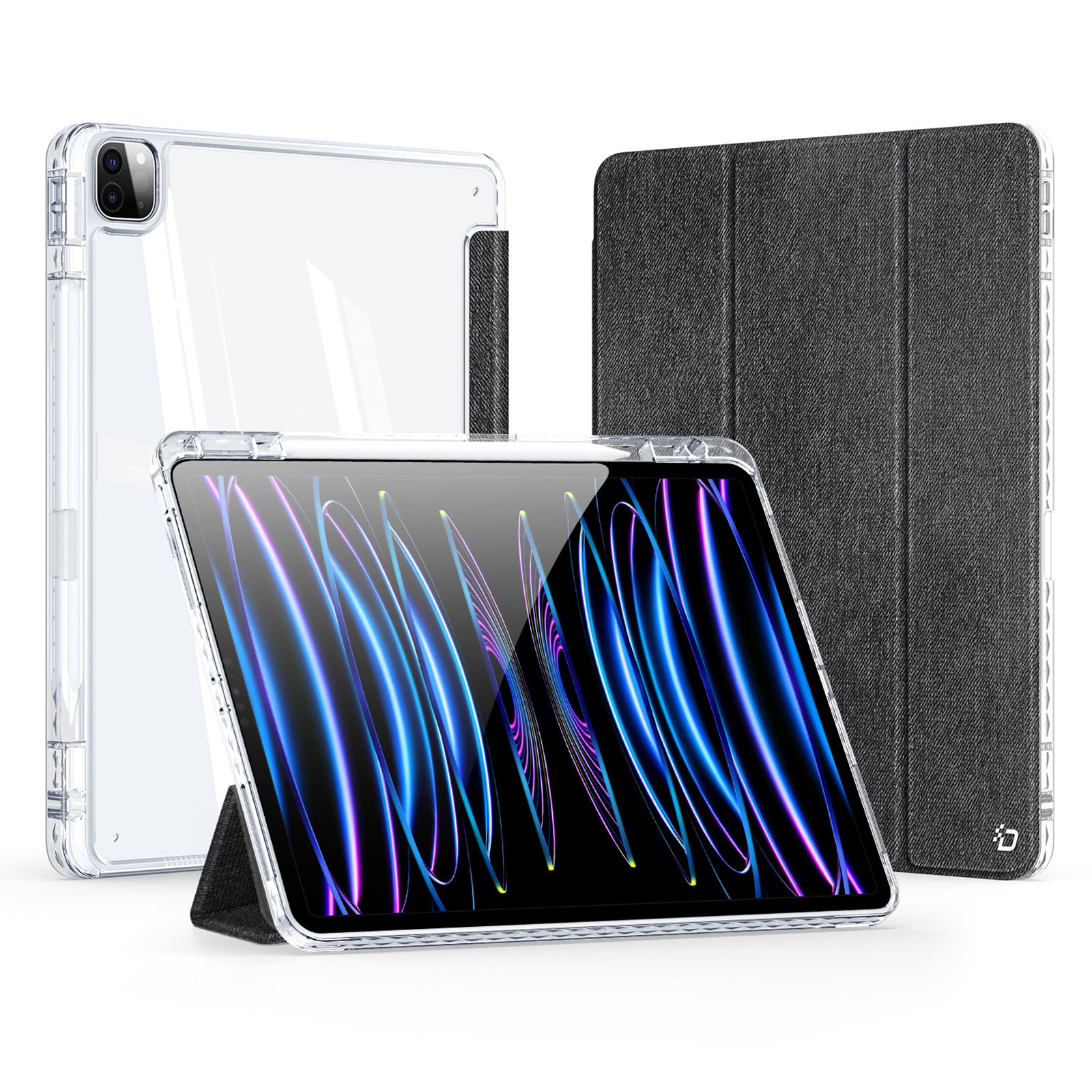 DUX DUCIS Unid Series For iPad Pro 12.9-inch (2018) (2020) (2021) (2022) TPU+PC+Leather Tablet Case with Auto Wake / Sleep - Black