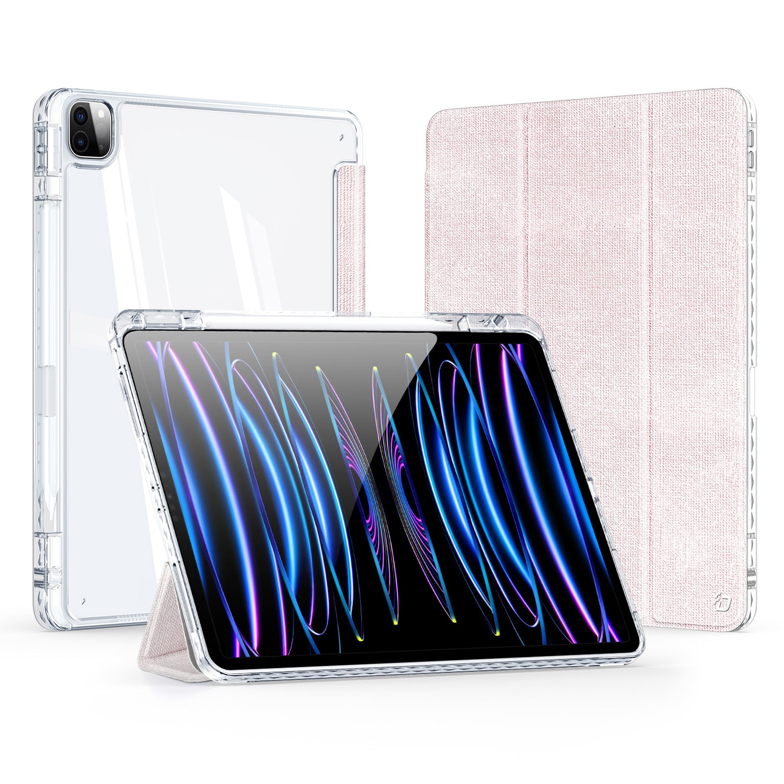 DUX DUCIS Unid Series For iPad Pro 12.9-inch (2018) (2020) (2021) (2022) TPU+PC+Leather Tablet Case with Auto Wake / Sleep - Light Pink