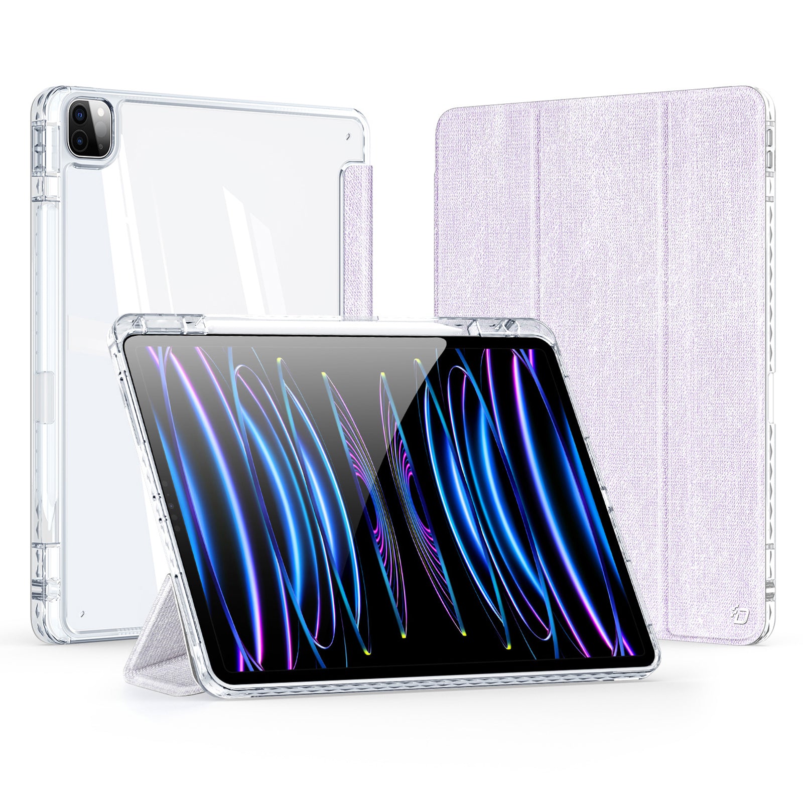 DUX DUCIS Unid Series For iPad Pro 12.9-inch (2018) (2020) (2021) (2022) TPU+PC+Leather Tablet Case with Auto Wake / Sleep - Light Purple