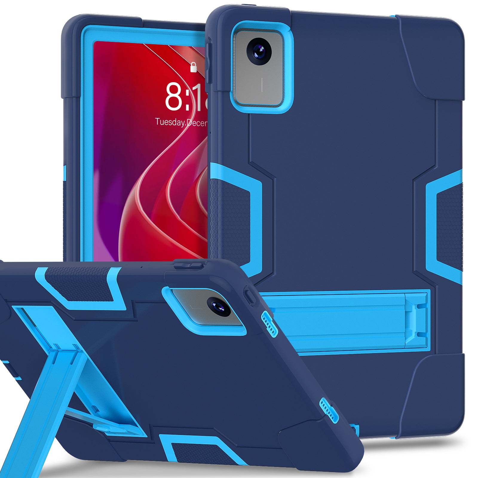 For Lenovo Tab M11 TB330FU / TB330XU Case Robot Style Silicone + PC Kickstand Tablet Cover - Navy Blue / Blue