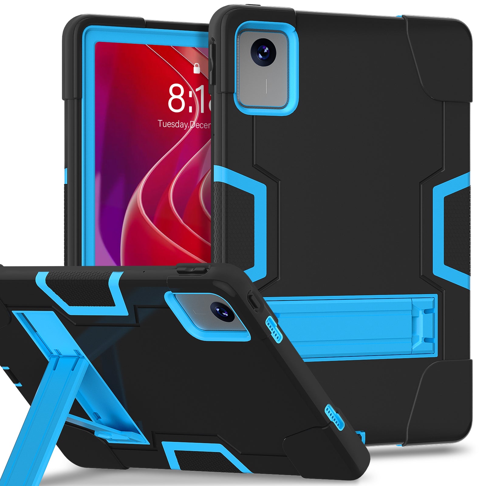 For Lenovo Tab M11 TB330FU / TB330XU Case Robot Style Silicone + PC Kickstand Tablet Cover - Black / Blue