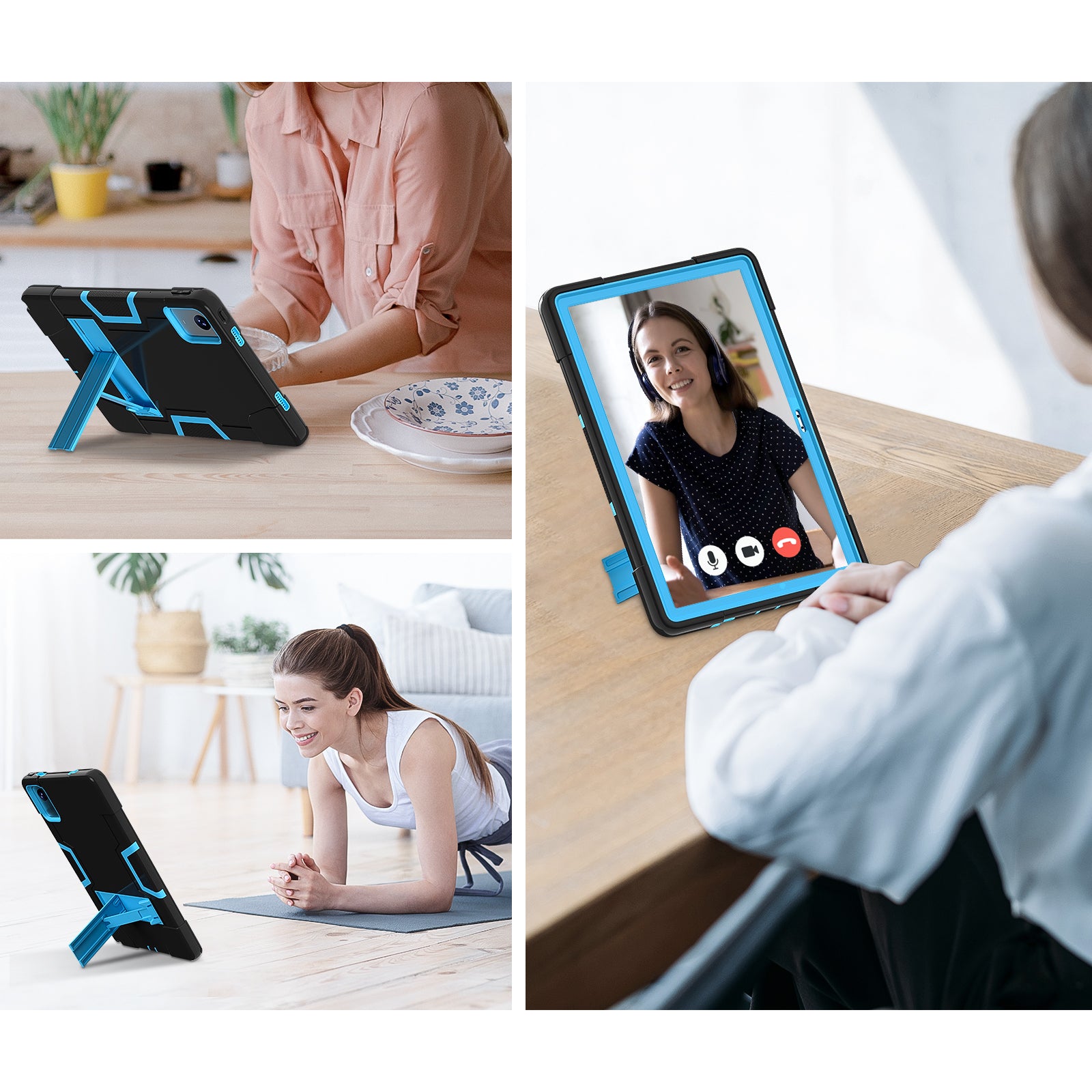 For Lenovo Tab M11 TB330FU / TB330XU Case Robot Style Silicone + PC Kickstand Tablet Cover - Black / Blue