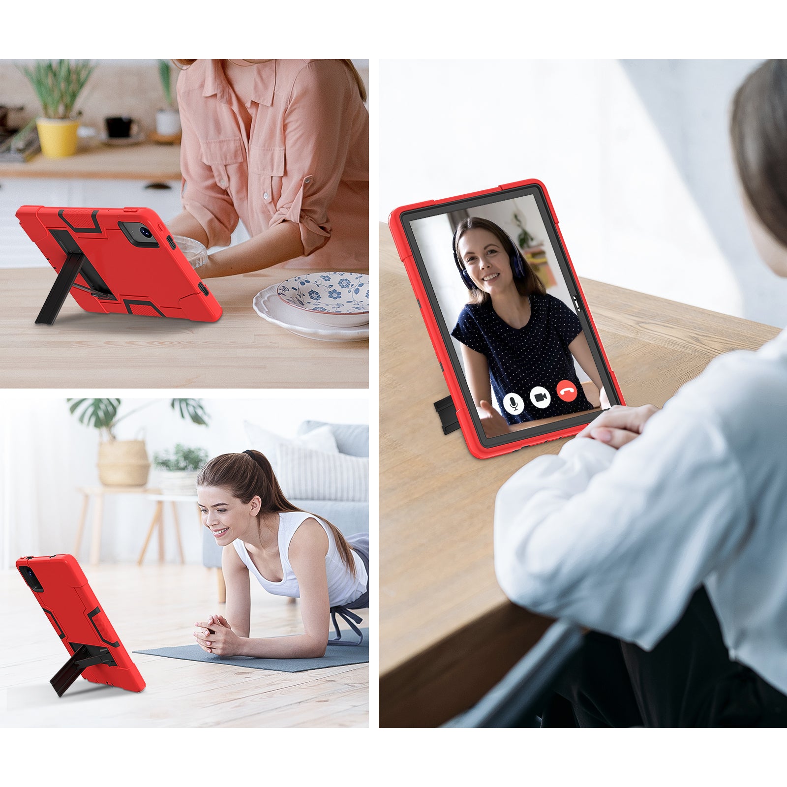 For Lenovo Tab M11 TB330FU / TB330XU Case Robot Style Silicone + PC Kickstand Tablet Cover - Red / Black