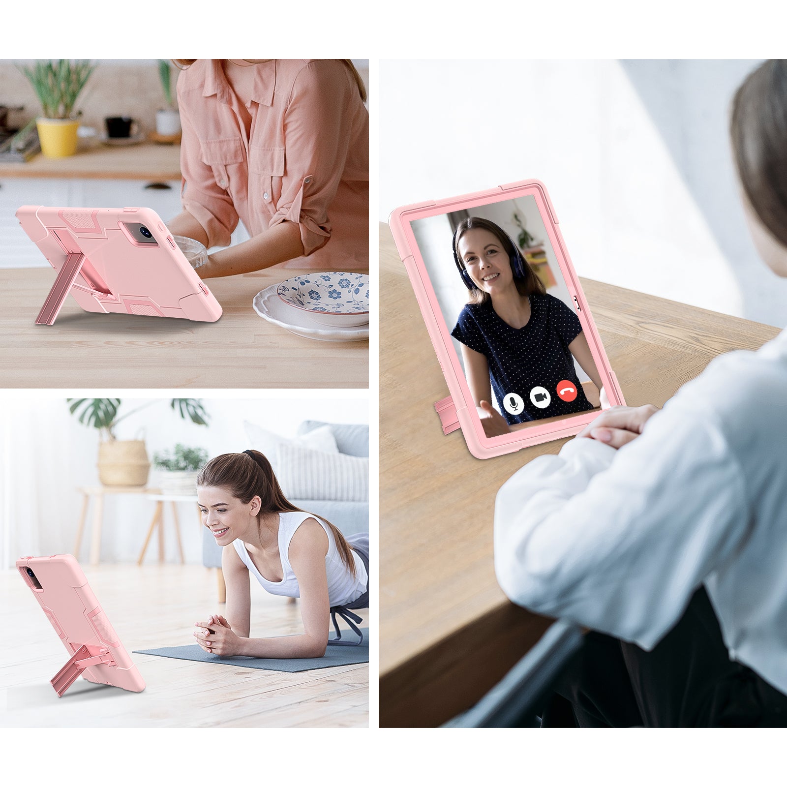 For Lenovo Tab M11 TB330FU / TB330XU Case Robot Style Silicone + PC Kickstand Tablet Cover - Rose Gold