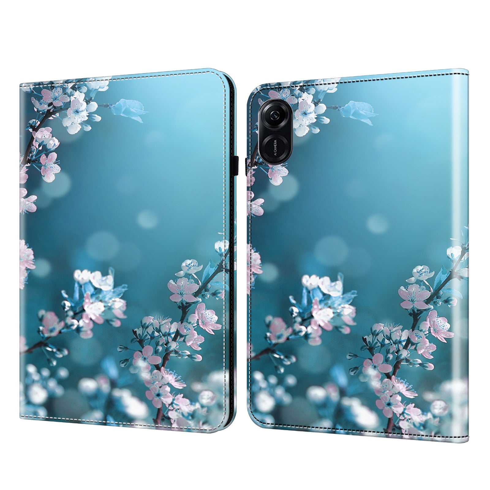For Honor Pad X9 Case PU Leather Folio Stand Pattern Printing Tablet Cover - Peach Blossom