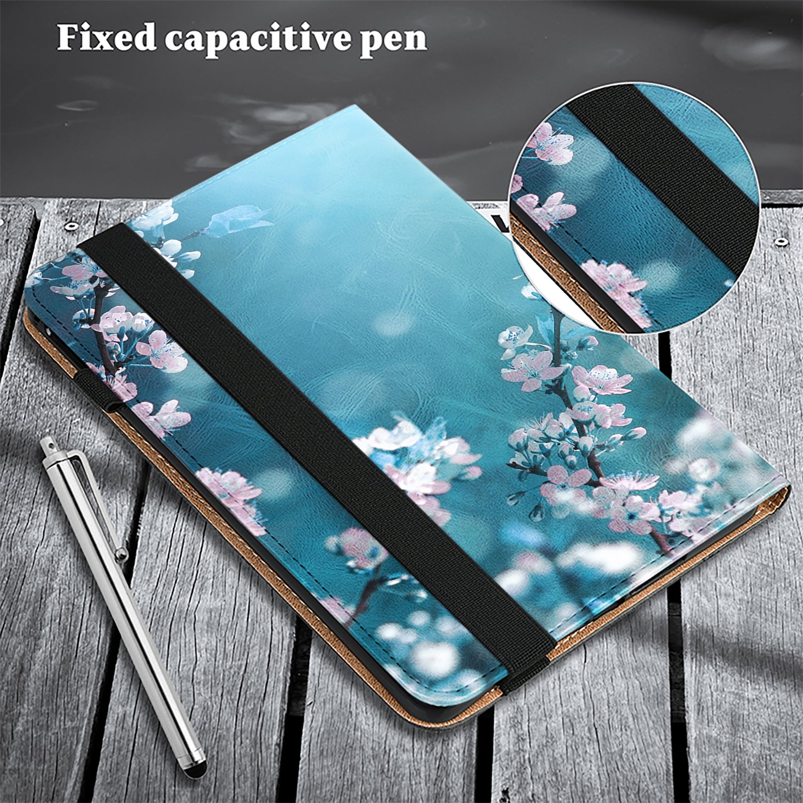 For Honor Pad X9 Case PU Leather Folio Stand Pattern Printing Tablet Cover - Peach Blossom