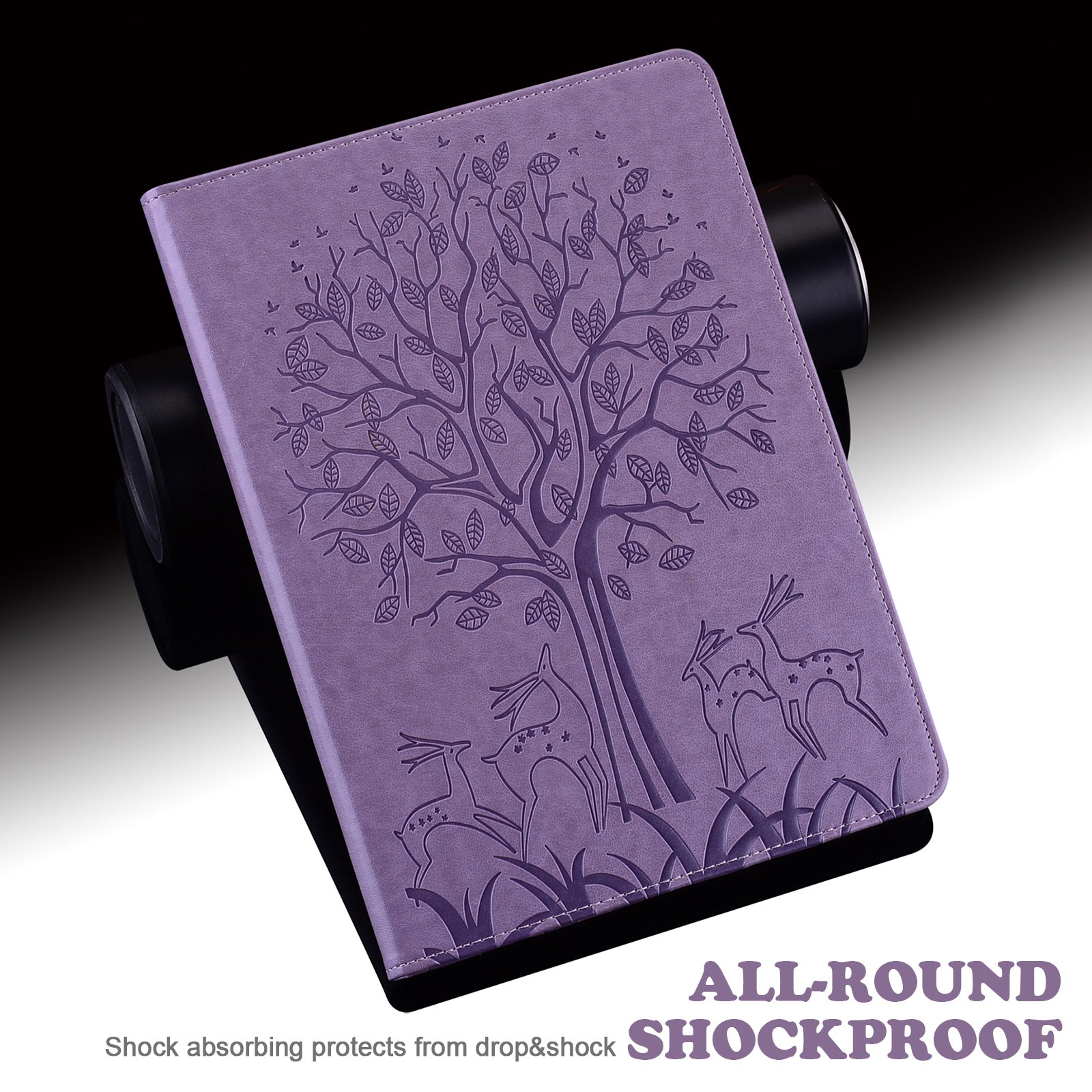 For Honor Pad X9 Case PU Leather Tree Deer Pattern Folding Stand Tablet Cover - Purple