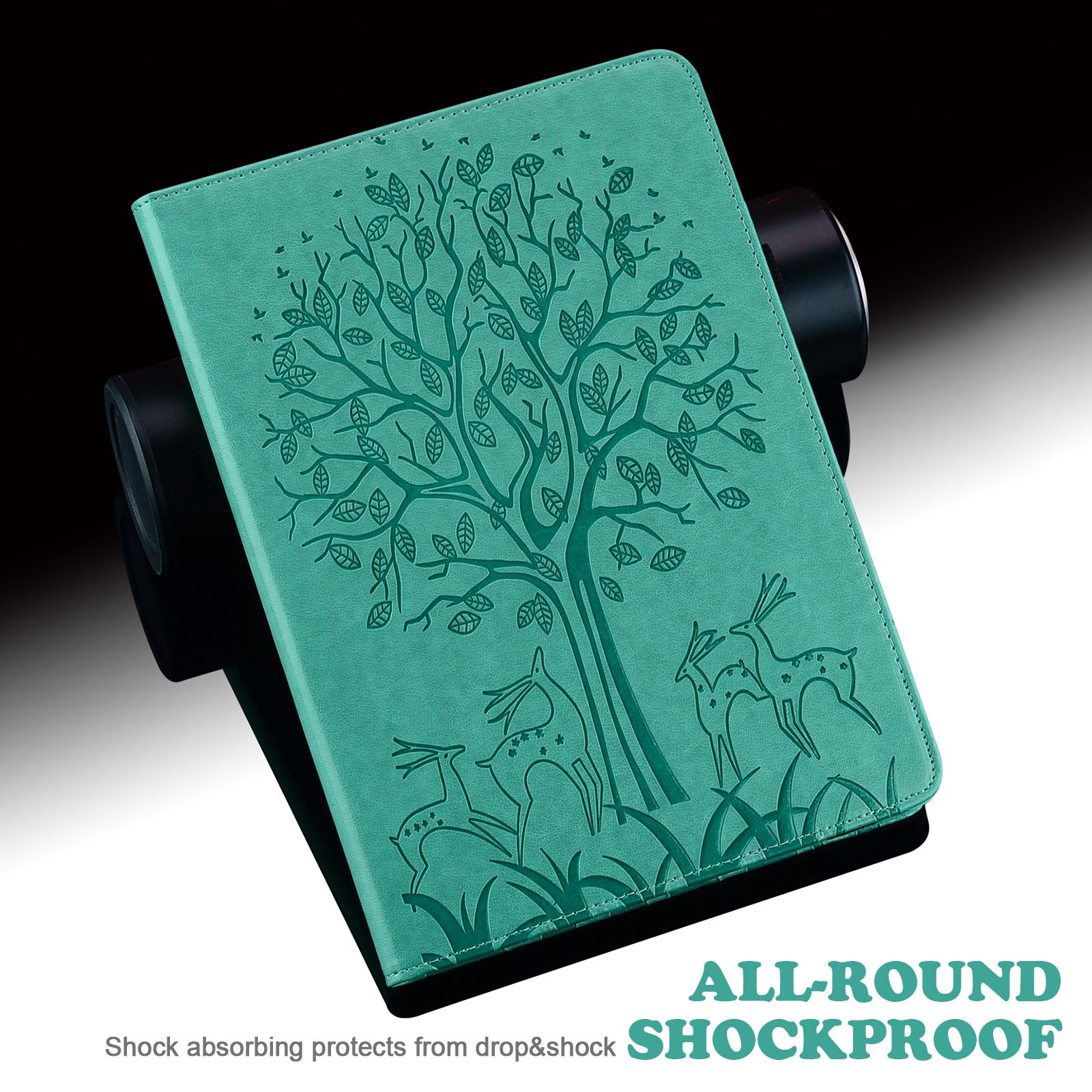 For Honor Pad X9 Case PU Leather Tree Deer Pattern Folding Stand Tablet Cover - Green