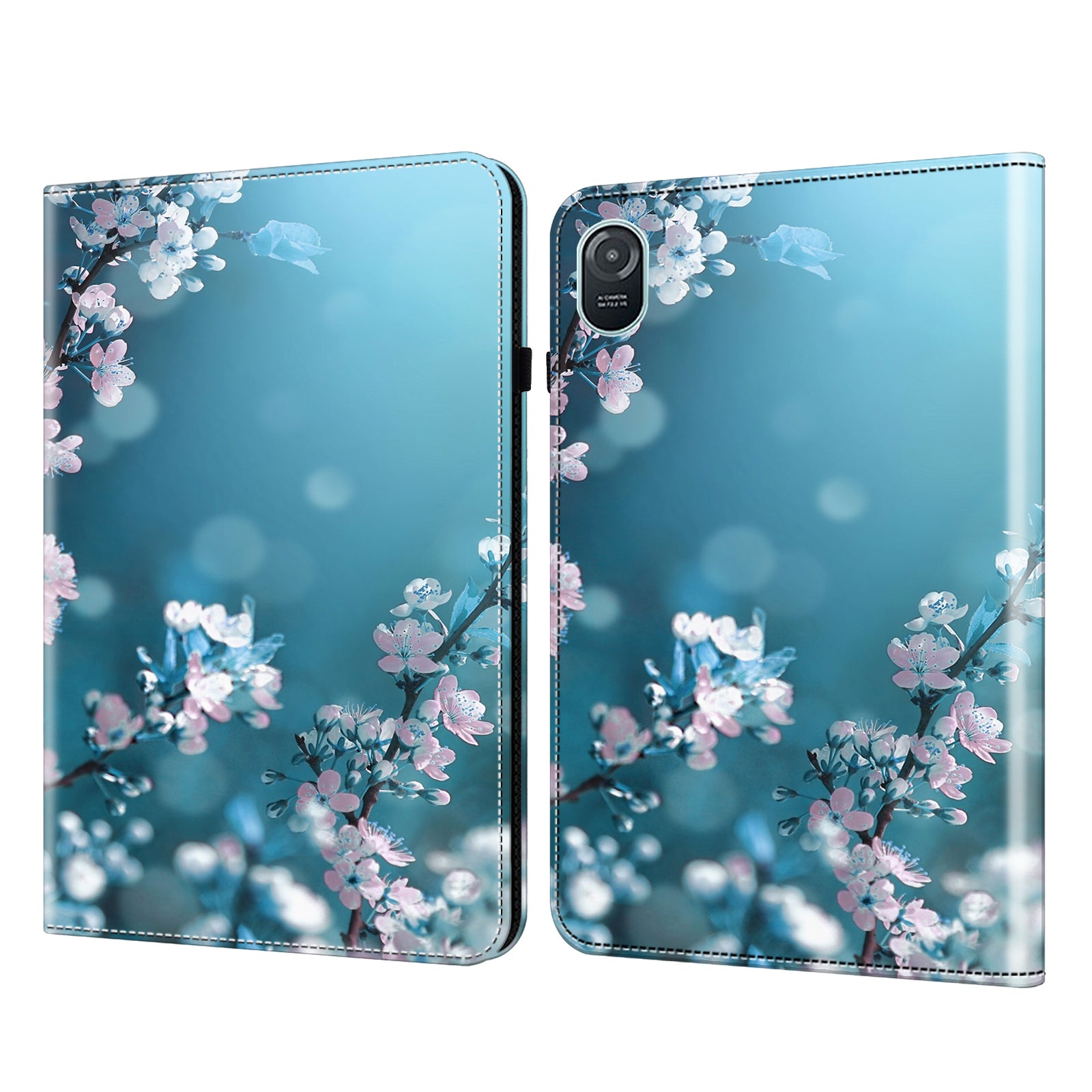 For Honor Pad 8 Case PU Leather Pattern Viewing Stand Card Slots Tablet Cover - Peach Blossom